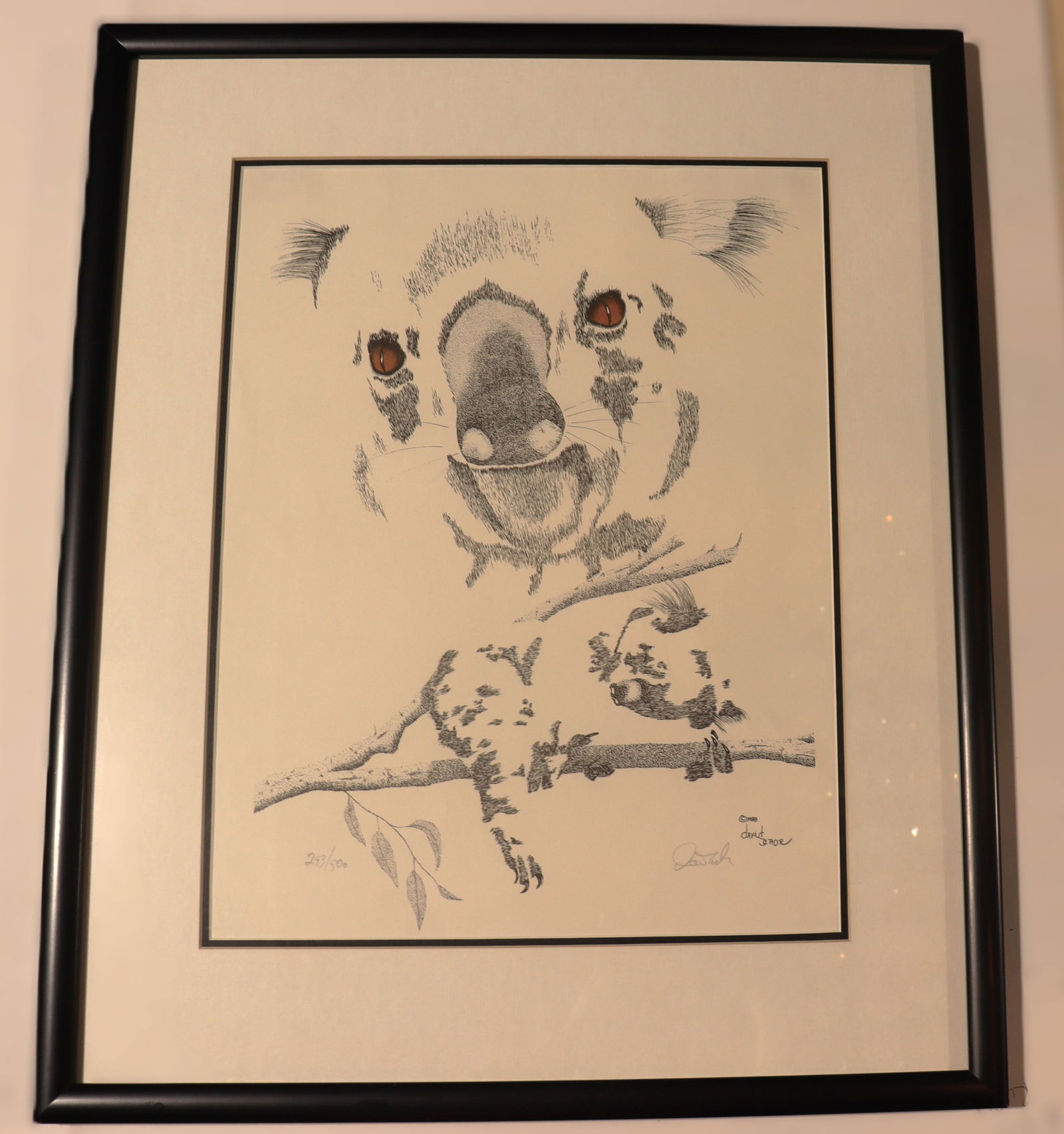 Framed Lithograph on paper signed David Schor and dated 1988Titled Koala Bear and numbered 293 /500 (1 of 8)