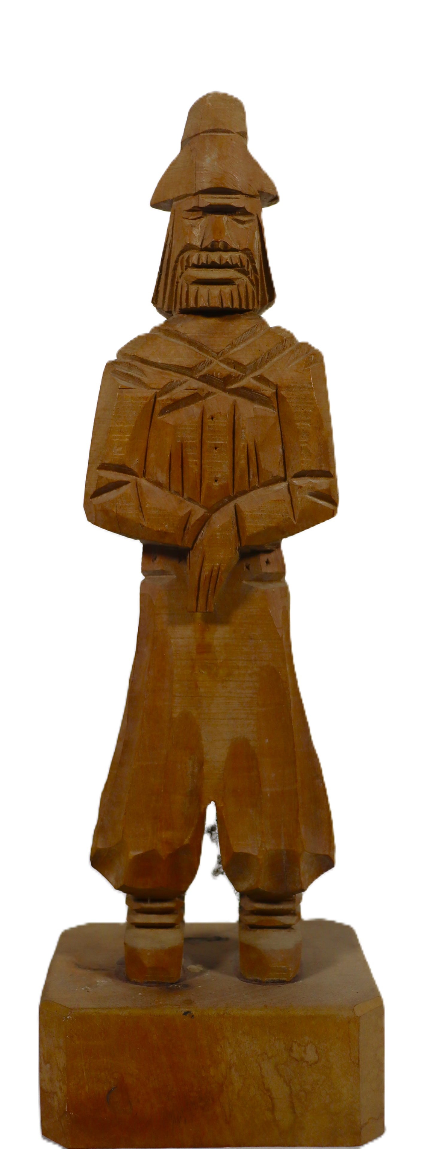 Vintage hand-carved wood figurine, likely depicting a soldier: Vintage hand-carved wood figurine, likely depicting a soldier from Argentina. DIMENSIONS: Height: 14.50 inch / 36,9 cm 