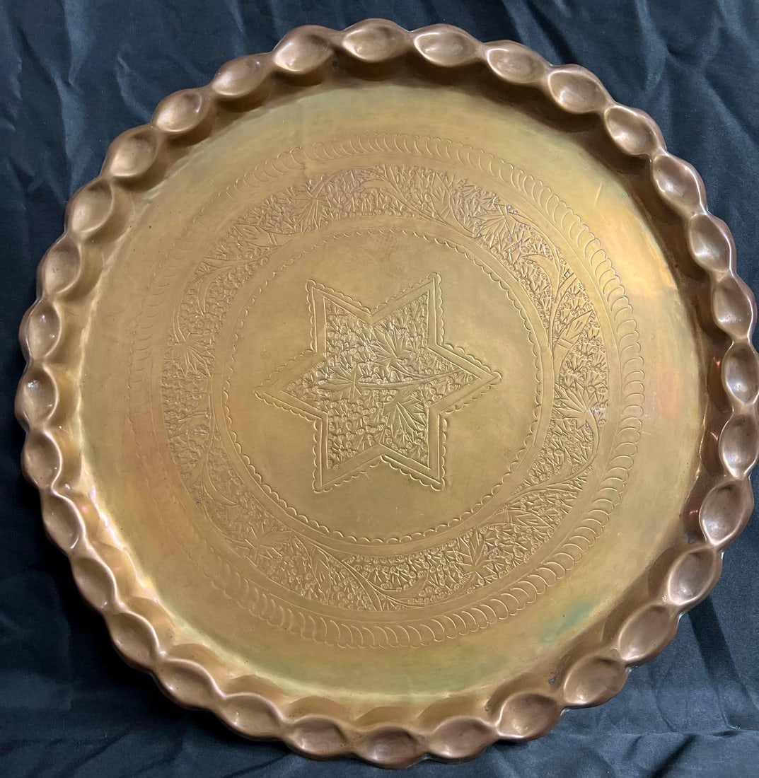 India Brass round tray (1 of 3)