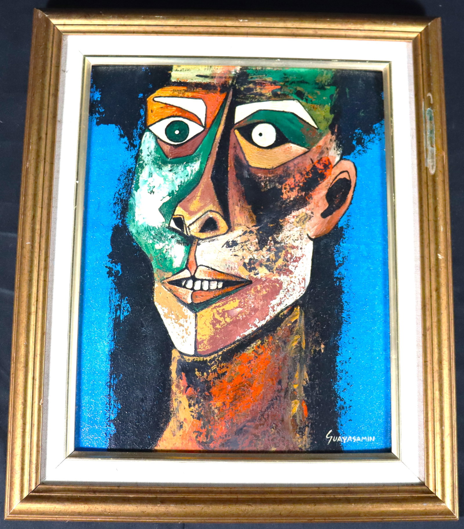 Framed Mixed Media on board signed GUAYASAMIN: Framed Mixed Media on board signed GUAYASAMIN OSWALDO GUAYASAMIN (Ecuador, 1919-1999) We do not have a COA for this piece and is therefore being sold in the manner of OSWALDO GUAYASAMIN