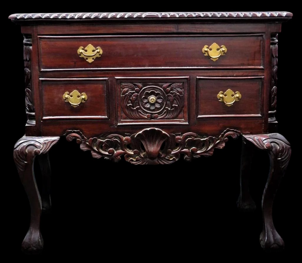 Vintage Chippendale style lowboy, it features characteristic ball and claw feet, acanthus-carved (1 of 3)