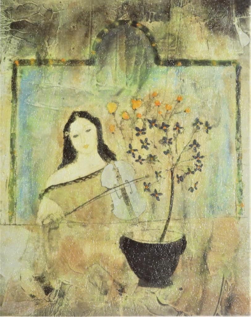 Violinist, Framed Serigraph signed and numbered 207 / 350: Violinist, Framed Serigraph signed and numbered 207 / 350.DIMENSIONS with frame: Height 22.25 inch / 57 cm 