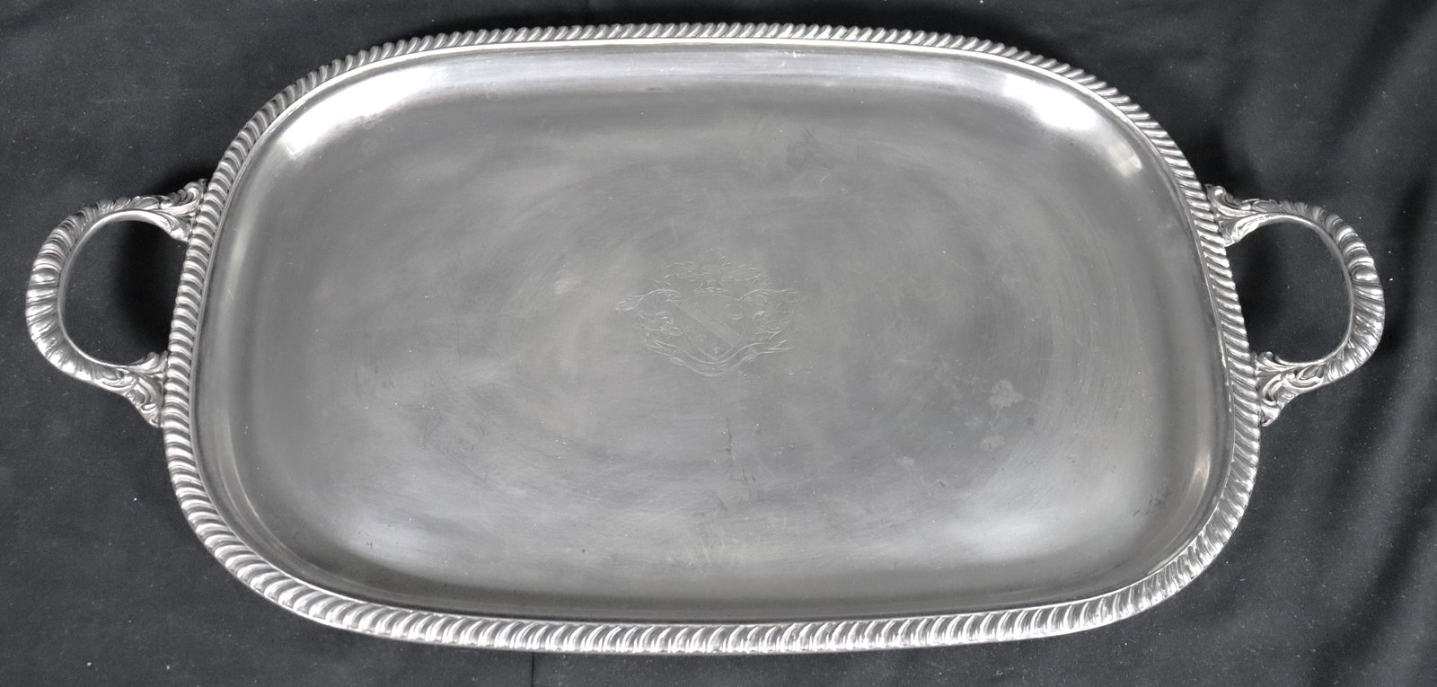 Silver Plated Serving tray with monogram (1 of 4)