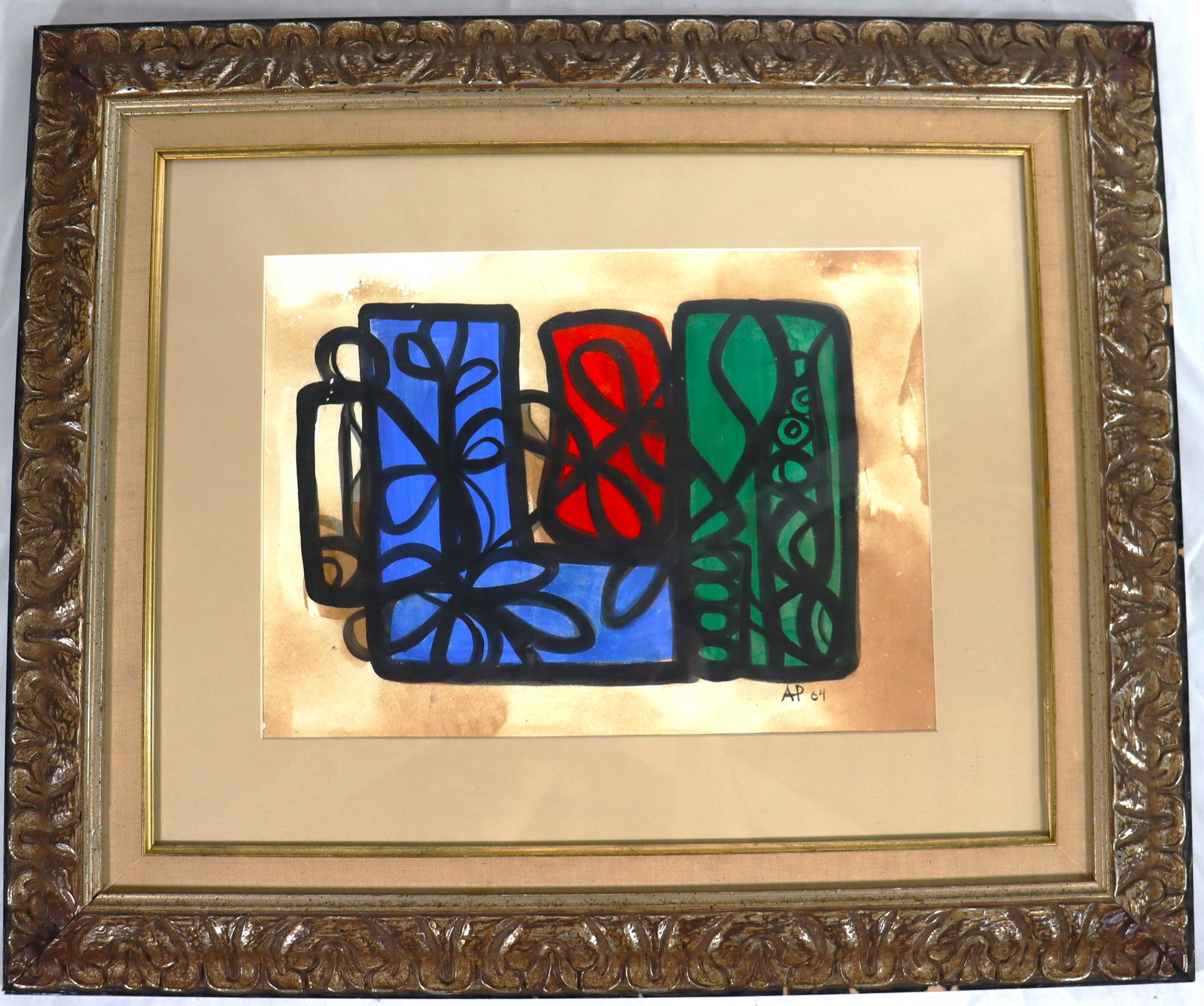 Framed mixed Media on paper signed A.P and dated 64 (1 of 8)