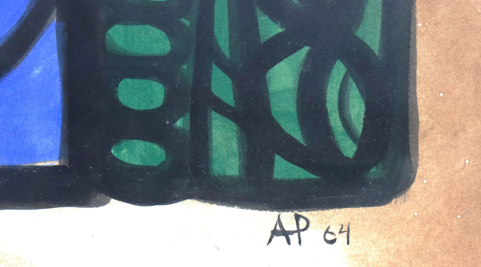 Framed mixed Media on paper signed A.P and dated 64 - 3