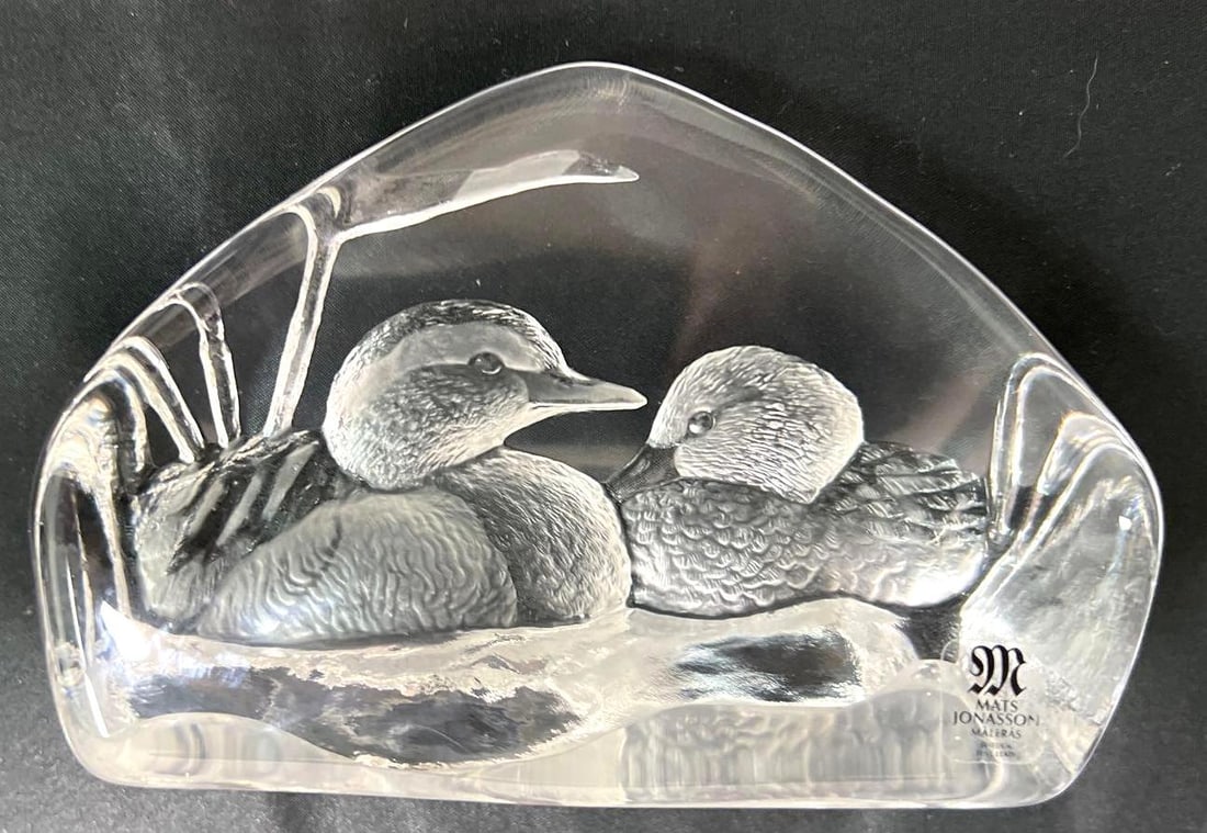 MATS JONASSON Mallard Ducks LEAD CRYSTAL SWEDEN (1 of 8)