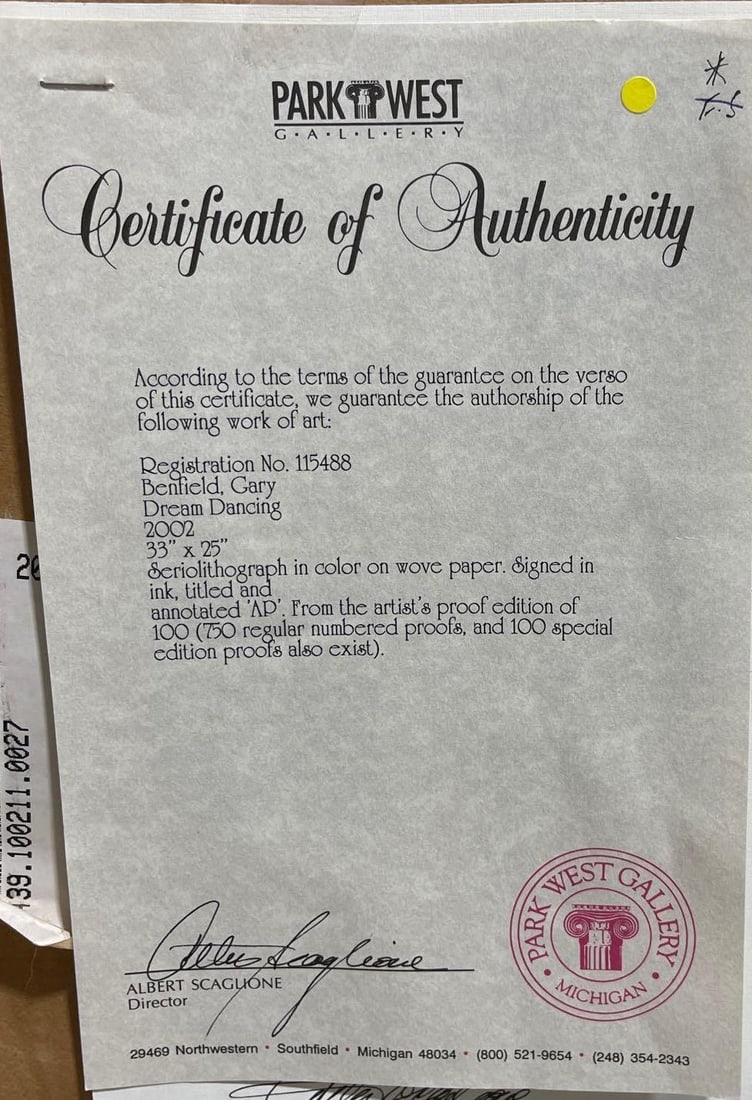 Gary BenfieldTitle: dream Dancing 2002- Serigraph - 10
