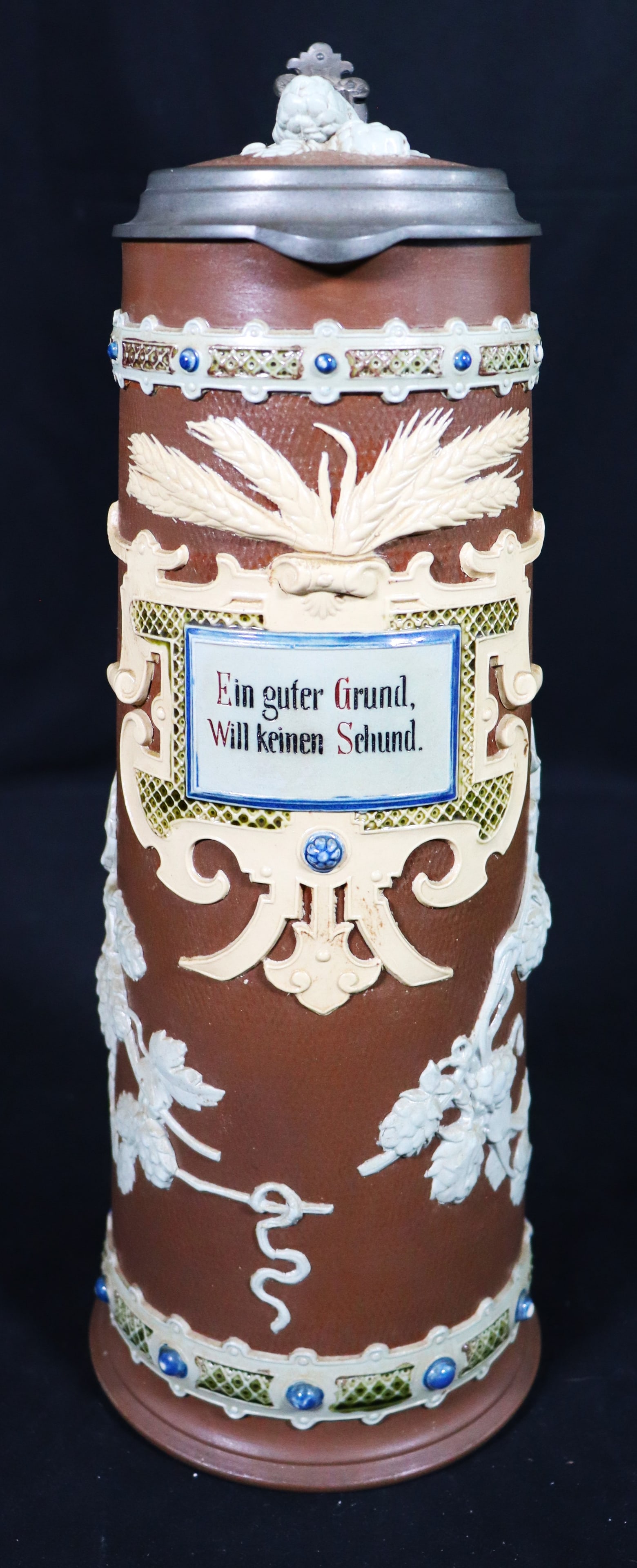 Antique large beer mug / wine mug 2 L. Villeroy & Boch Mettlach #1737 (1 of 11)