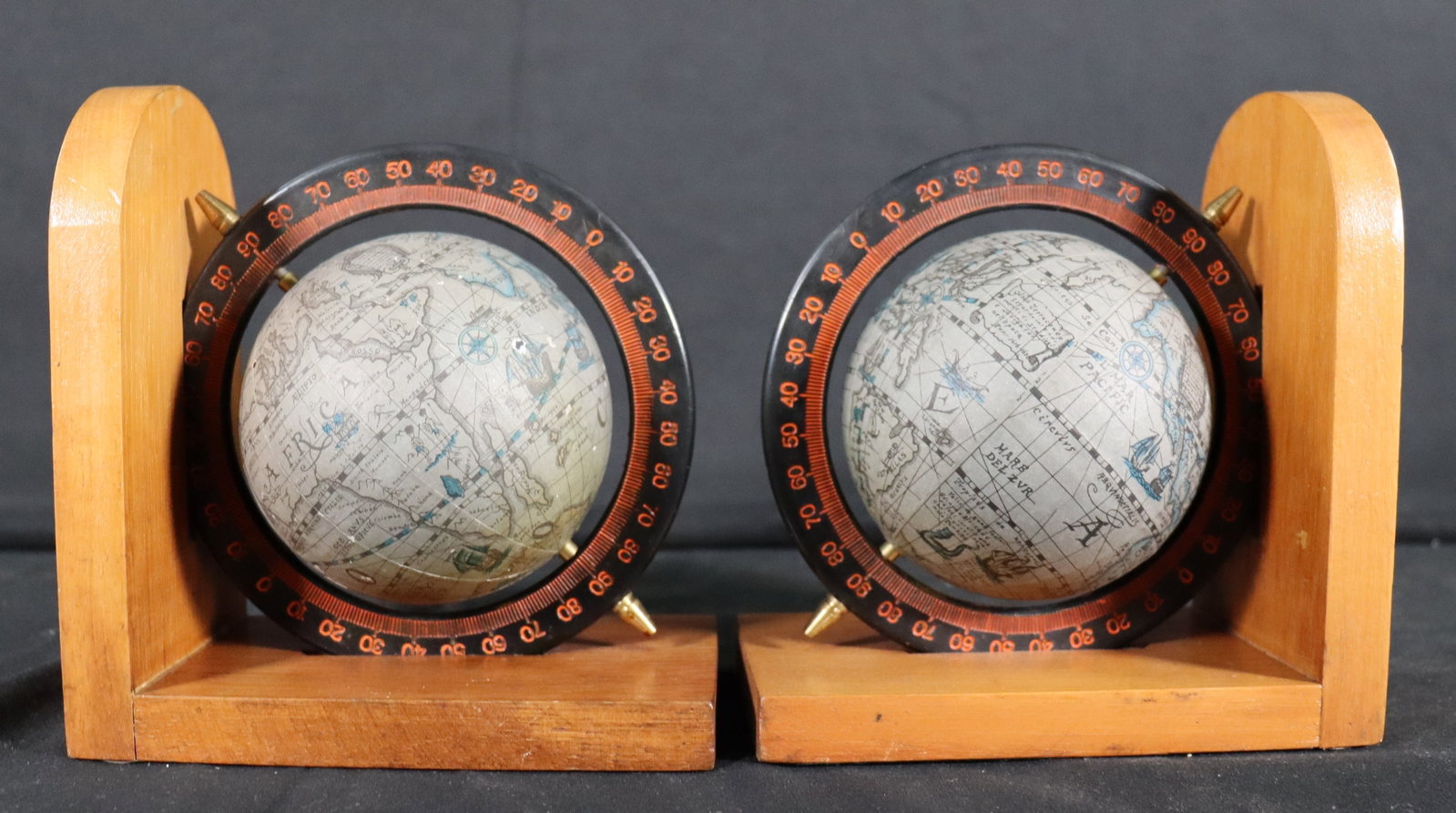 Vintage Rotating Globe Bookends - 3