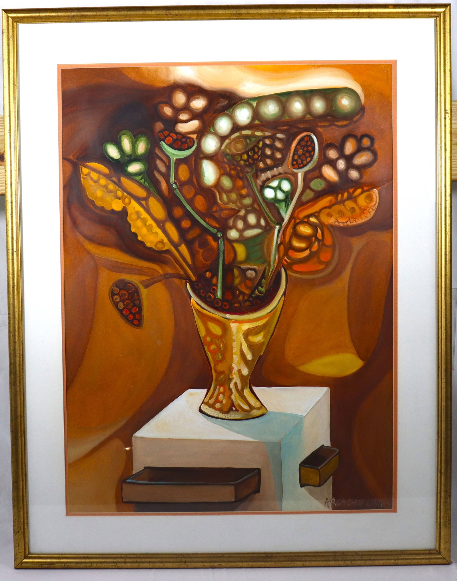 Framed Oil on Canvas signed and dated by Arcadio Cancio: Framed Watercolor on Arch Paper from France signed by Arcadio Cancio (Cuban, b.1940) DIMENSIONS with frame: Height 37 inch / 94 cm 