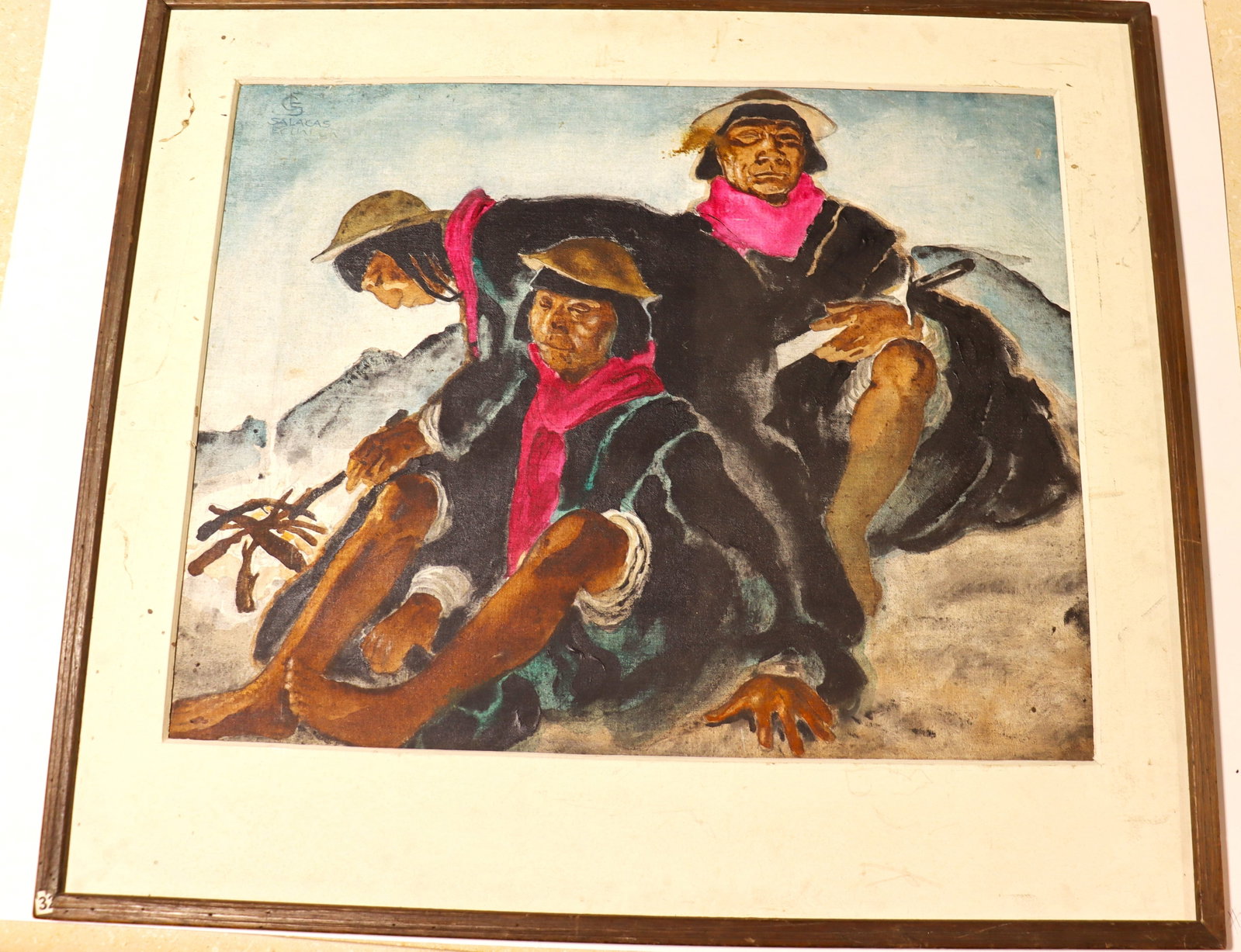 Mixed Media on Canvas panel signed Carl Folke Sahlin: Mixed Media on Canvas panel signed Carl Folke Sahlin Carl Folke Sahlin (Florida, Swedish, 1884 - 1972) was known for his artworks depicting people and scenes, often focusing on regional costumes 