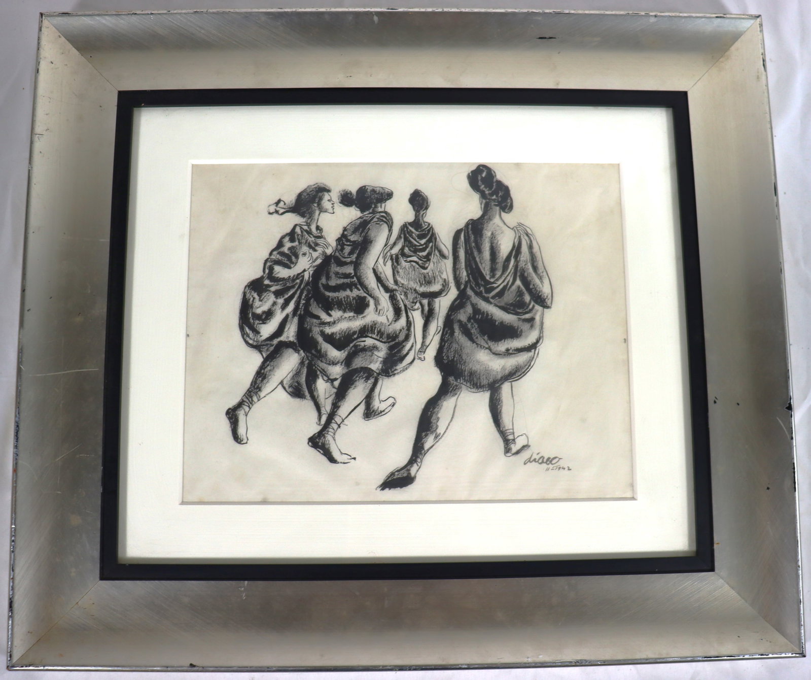 Framed Mixed Media on paper signed DIAGO and dated: Framed Mixed Media on paper signed DIAGO and dated ROBERTO DIAGO (1920-1955) was born in Havana in 1920 We do not have a COA for this piece, and it is therefore being sold in the man