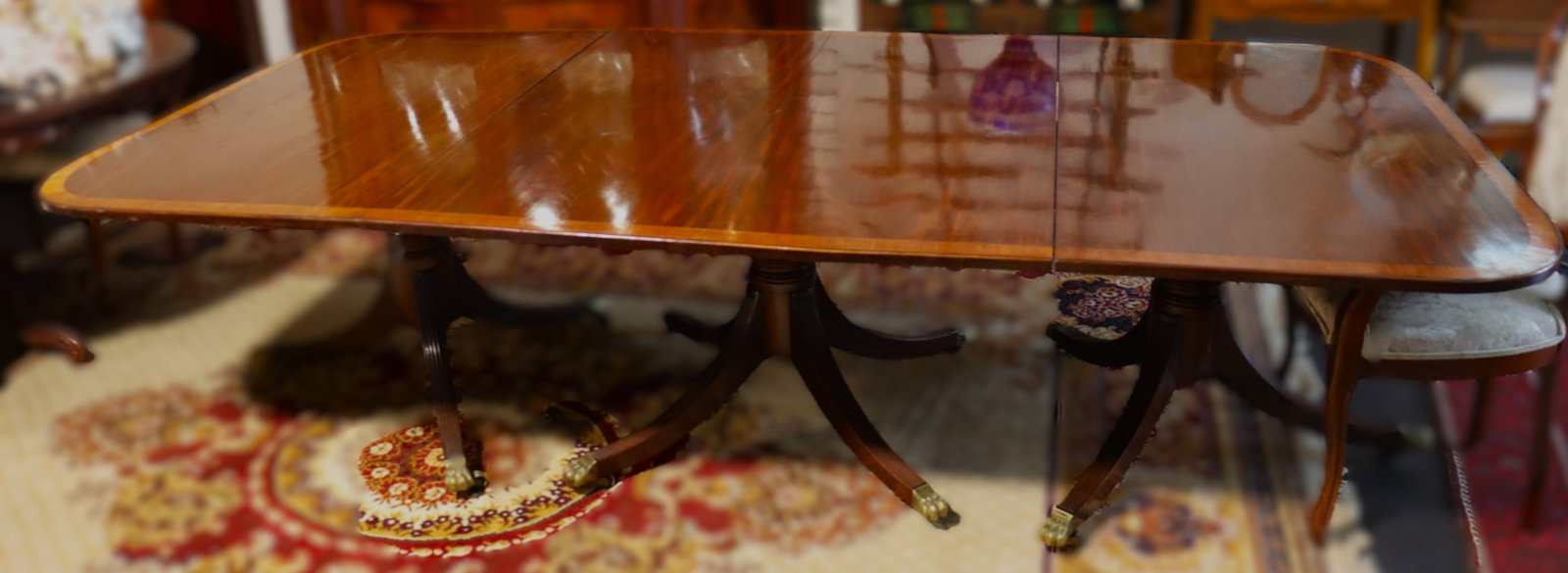 Three Pedestals English Dining Table - 19