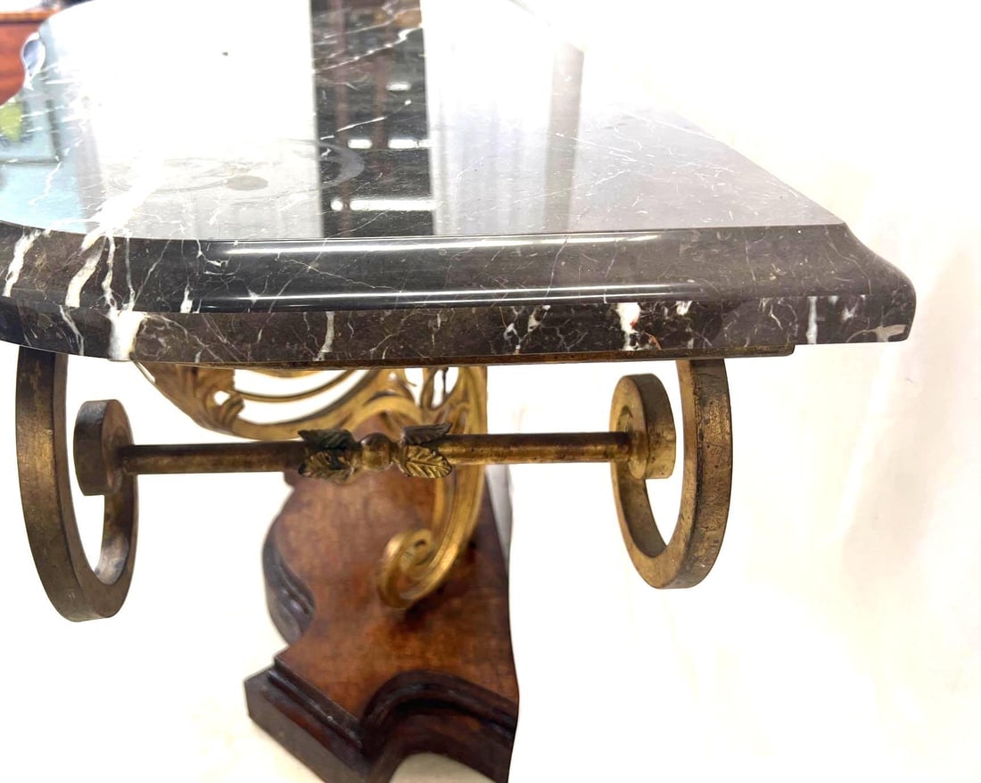 Large Wrought Iron with Marble Top Console Table - 18