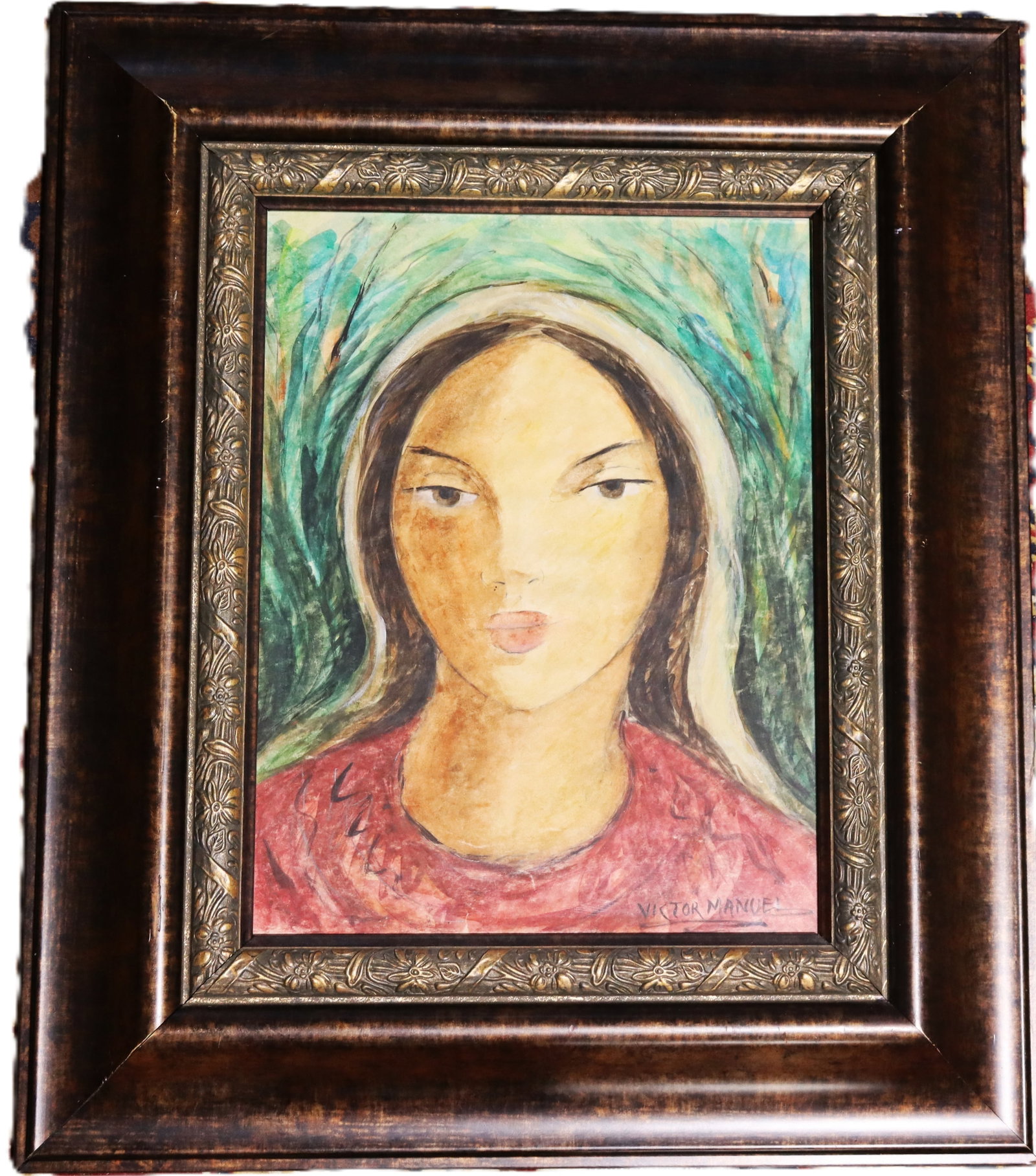 Framed Mixed Media on paper signed Víctor Manuel (1 of 5)