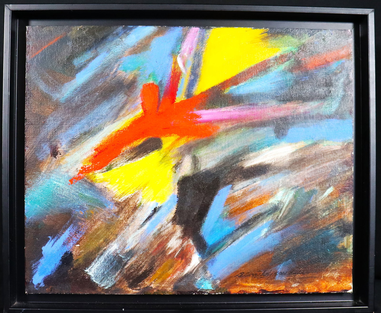 Framed Acrylic on Board signed Salvador Corratge (1928 - 2014) Cuban and dated 2001: Framed Acrylic on Board signed Salvador Corratge (1928 - 2014) Cuban and dated 2001 DIMENSIONS with frame: Height 13.65 inch / 34,7 cm 