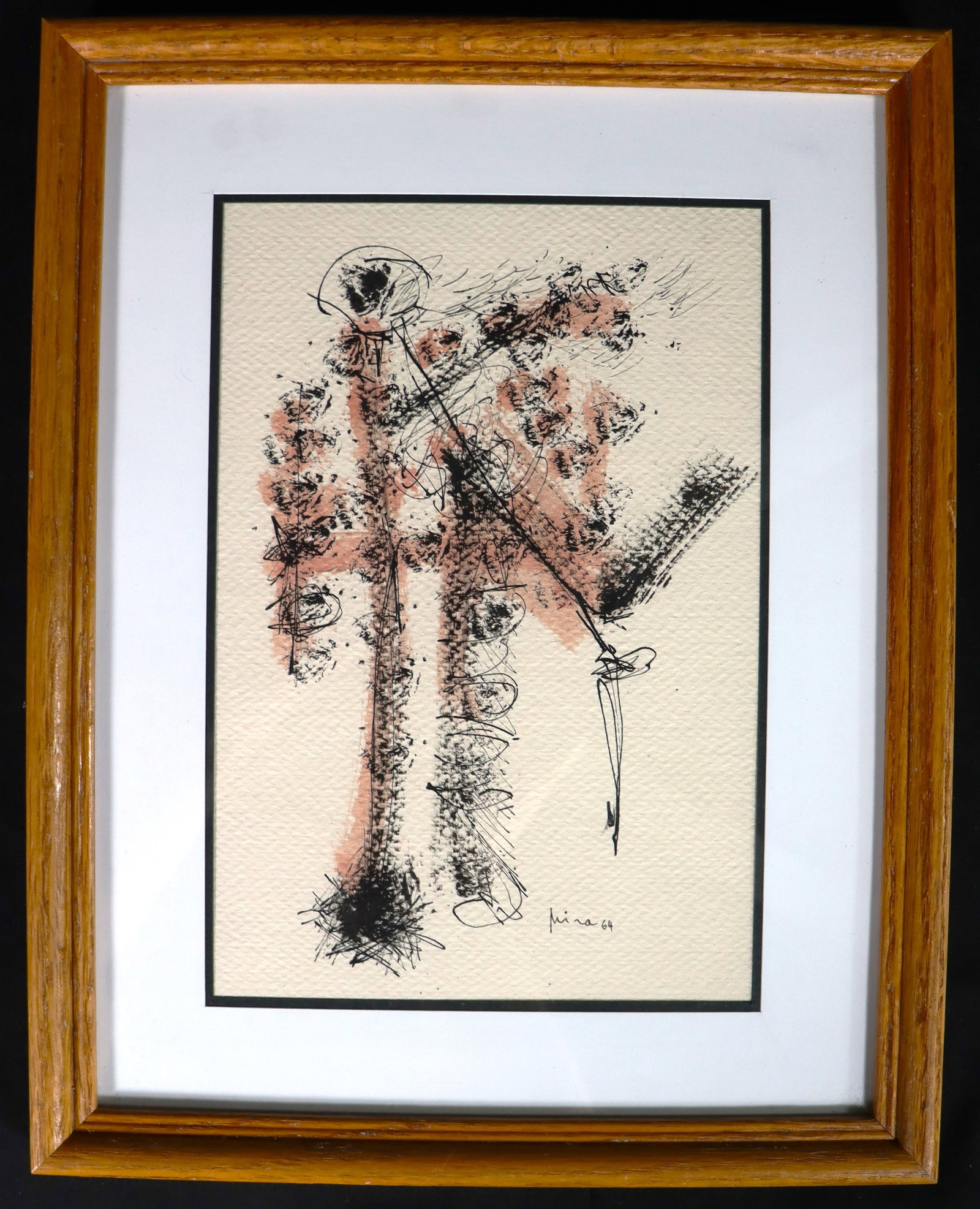 Framed Mixed Media on Paper signed Mira and dated 64: Framed Mixed Media on Paper signed Mira and dated 64 Mira SCHENDEL (1919 Zurich - 1988 San Paulo) We do not have a COA for this piece and is therefore being sold in the manner of Mira SCHENDEL