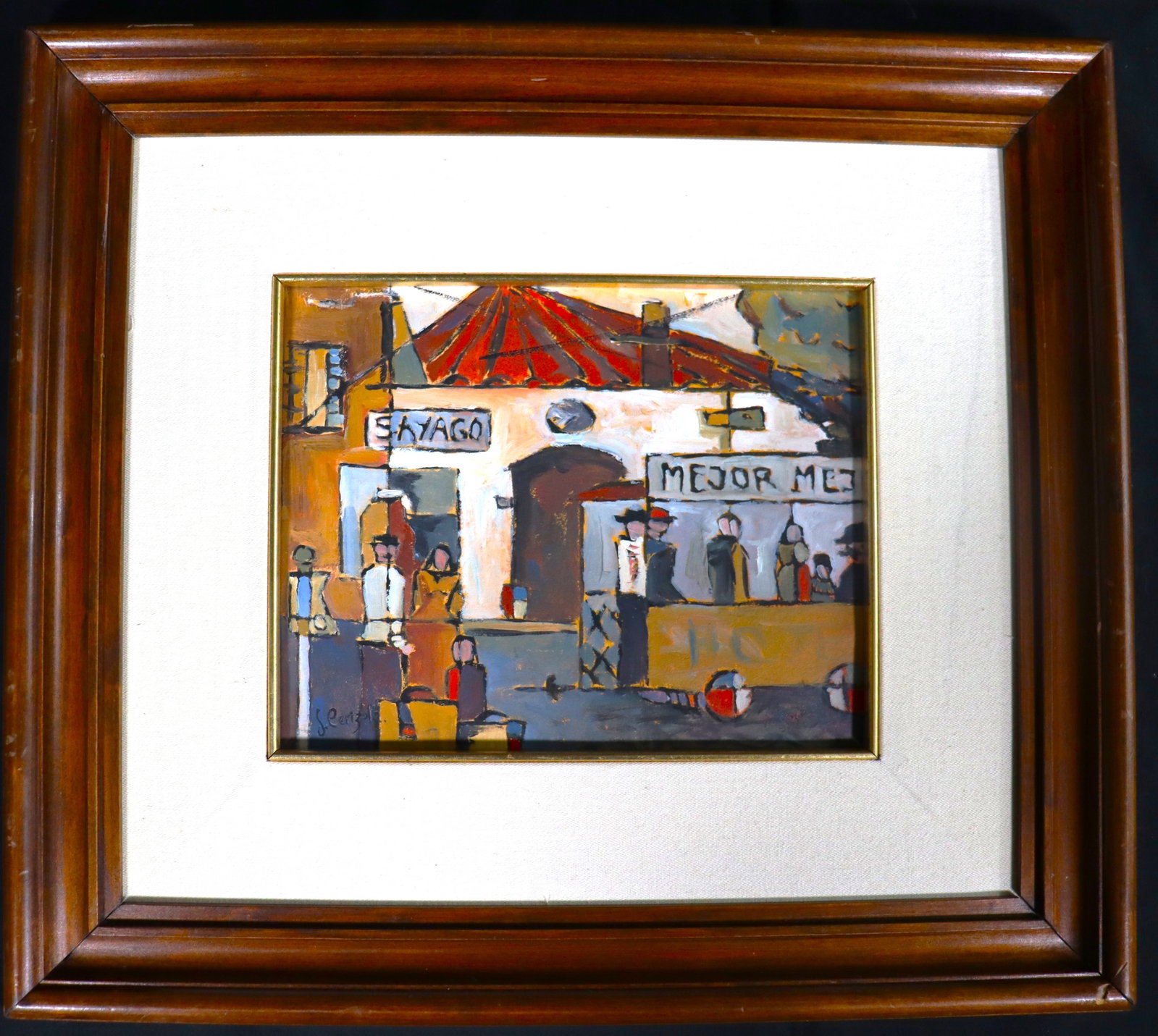 Framed Oil on cardboard signed juan cerizola: Framed Oil on cardboard signed Juan Cerizola We do not have a COA for this piece and is therefore being sold in the manner of Juan Cerizola DIMENSIONS with frame: Height 15.35 inch / 39 cm