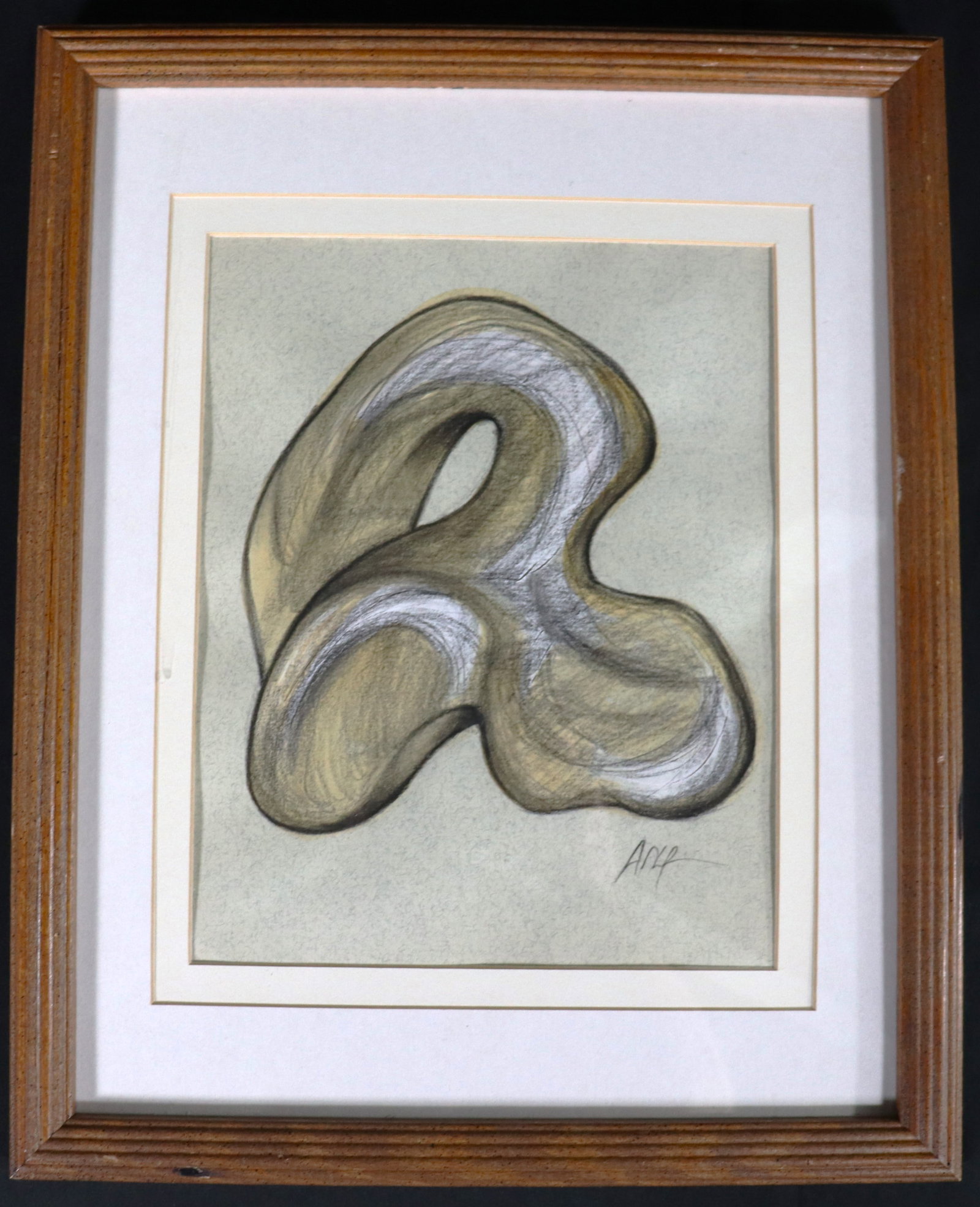Framed Mixed Media on Paper signed Arp Lower right: Framed Mixed Media on Paper signed Arp Lower right Jean Hans Arp (French/German, 1886-1966) We do not have a COA for this piece and is therefore being sold in the manner of Jean Han