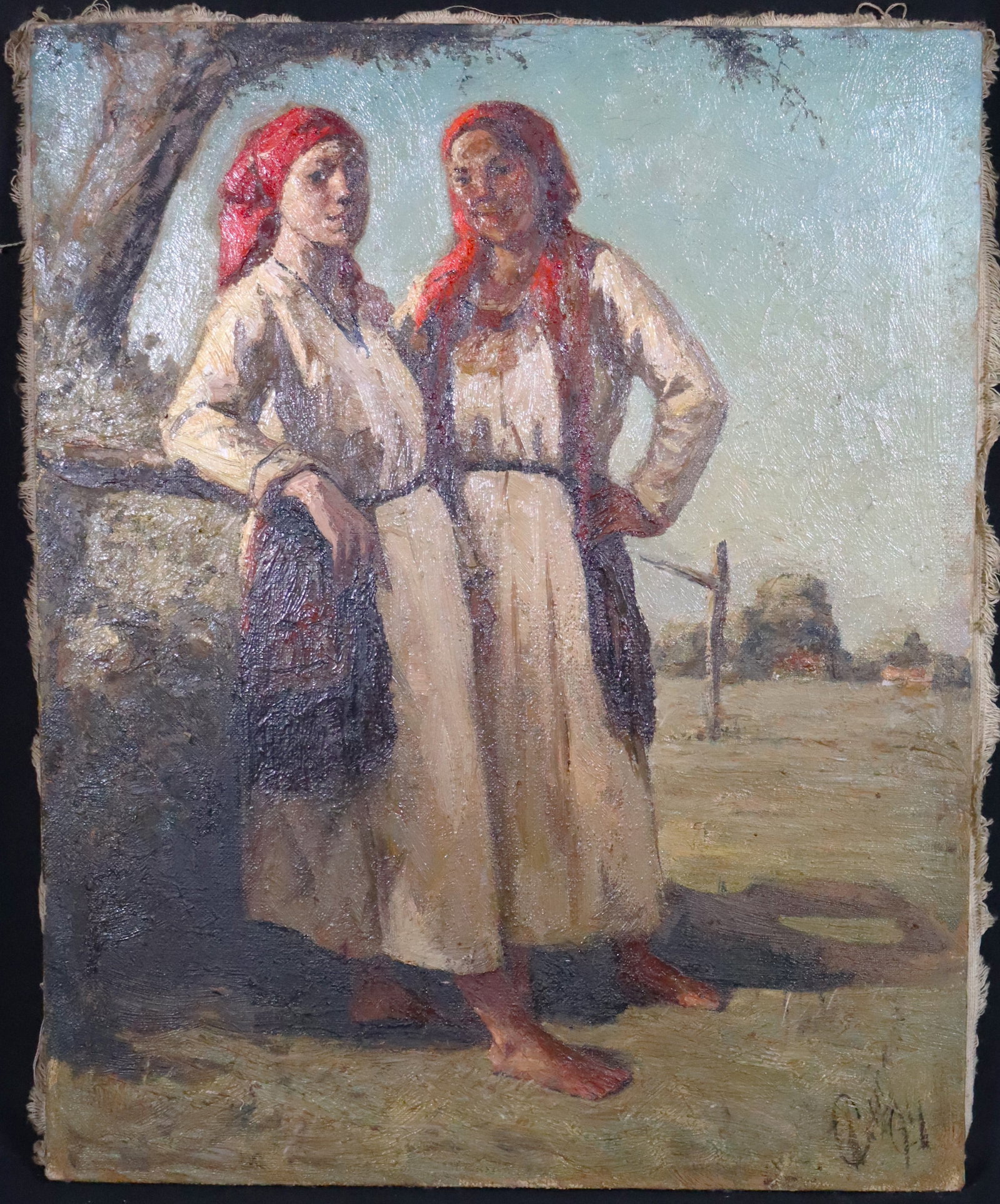 Oil on Canvas signed lower right and writing on the back: Oil on Canvas signed lower right and writing on the back DIMENSIONS: Height 19.65 inch / 50 cm Length 15