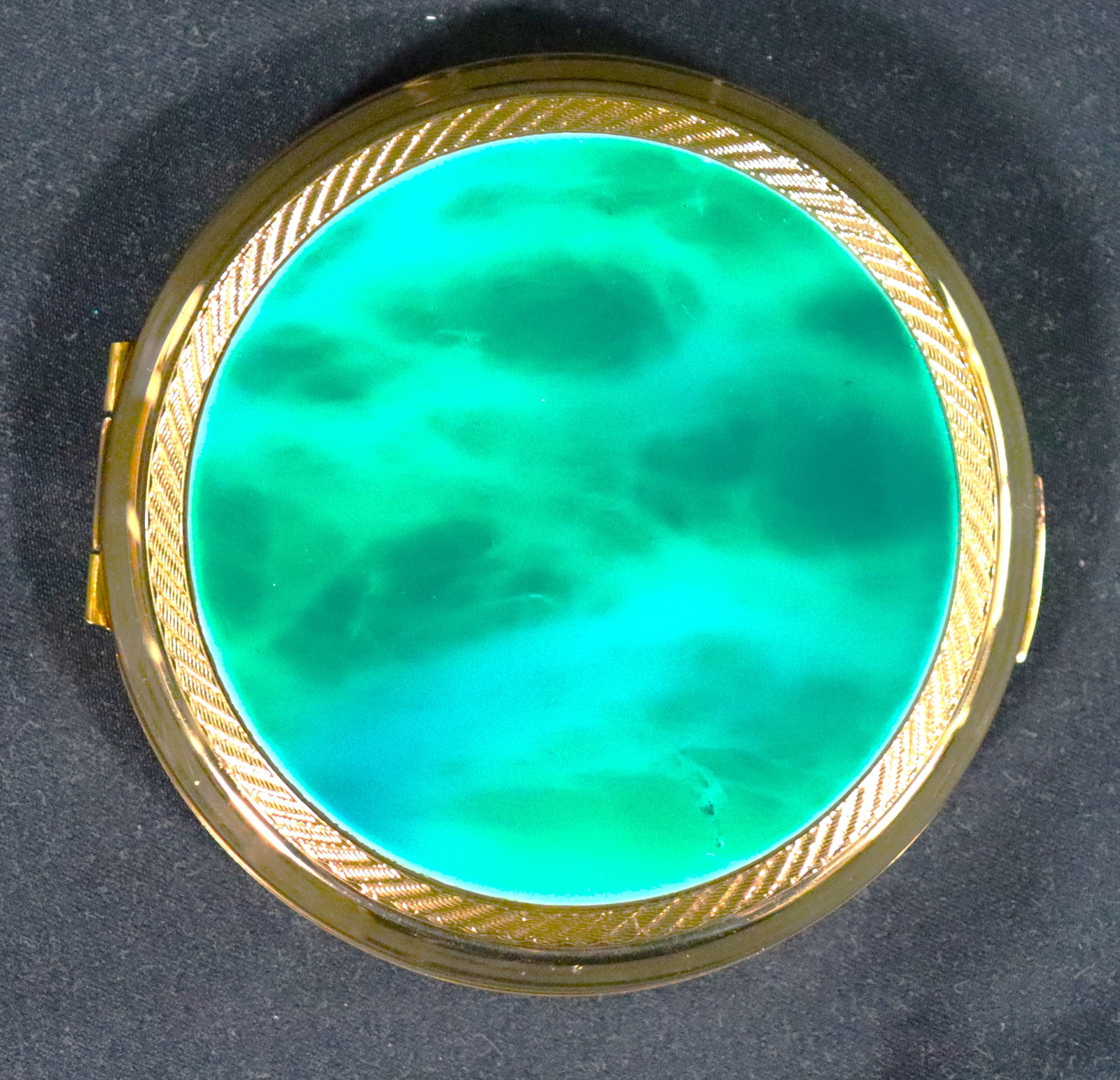 Vintage Stratton Compact Powder Case Box or pill box with Green Marble Effect Lid, 1960s, Retro (1 of 5)