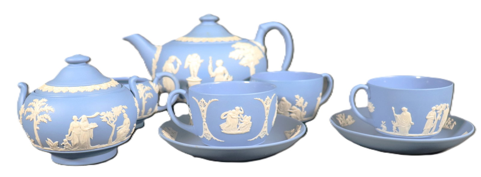 Wedgwood Blue Jasperware Tea Set - 2