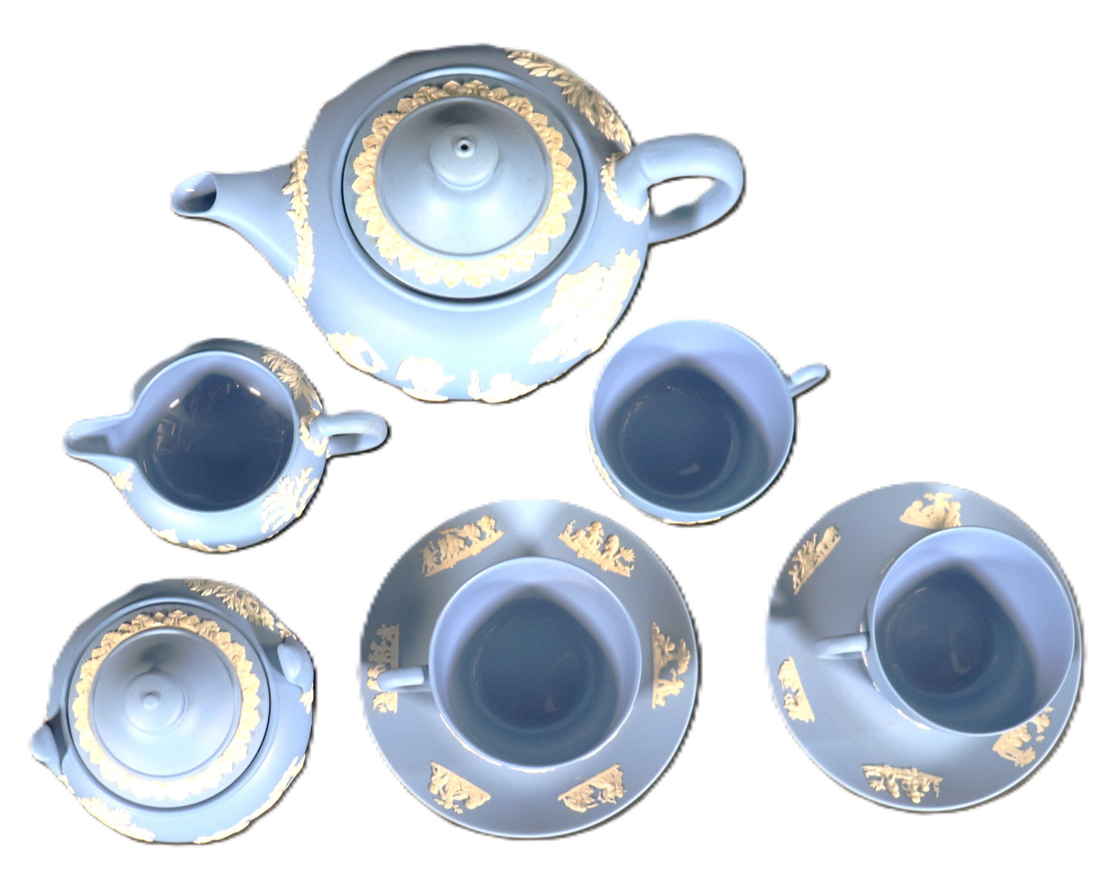 Wedgwood Blue Jasperware Tea Set - 3