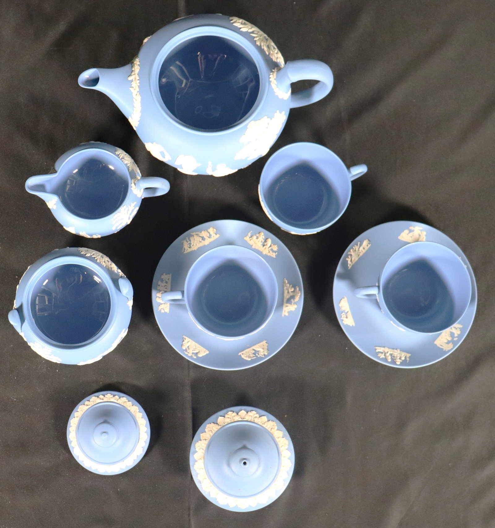 Wedgwood Blue Jasperware Tea Set - 4