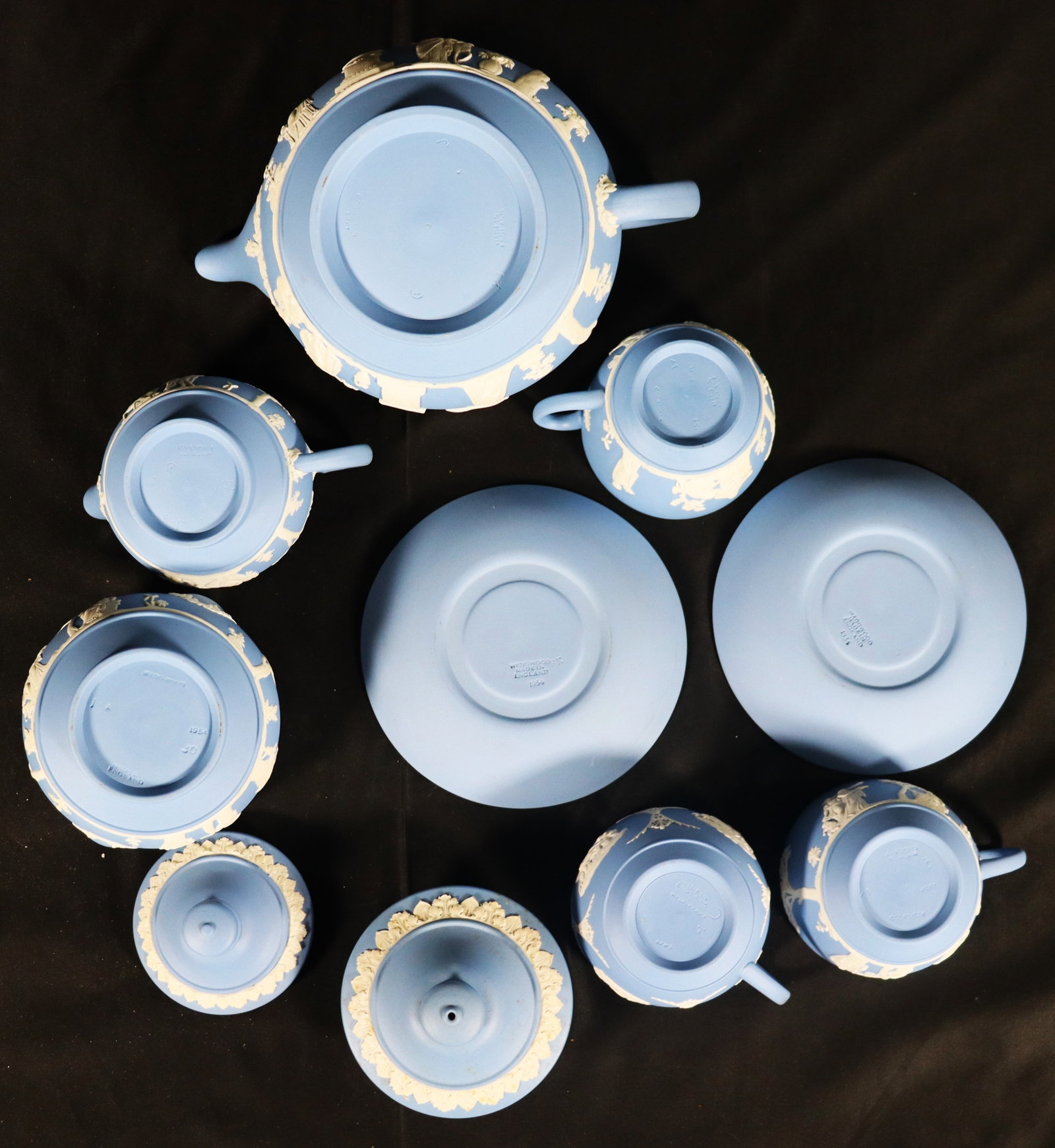 Wedgwood Blue Jasperware Tea Set - 5
