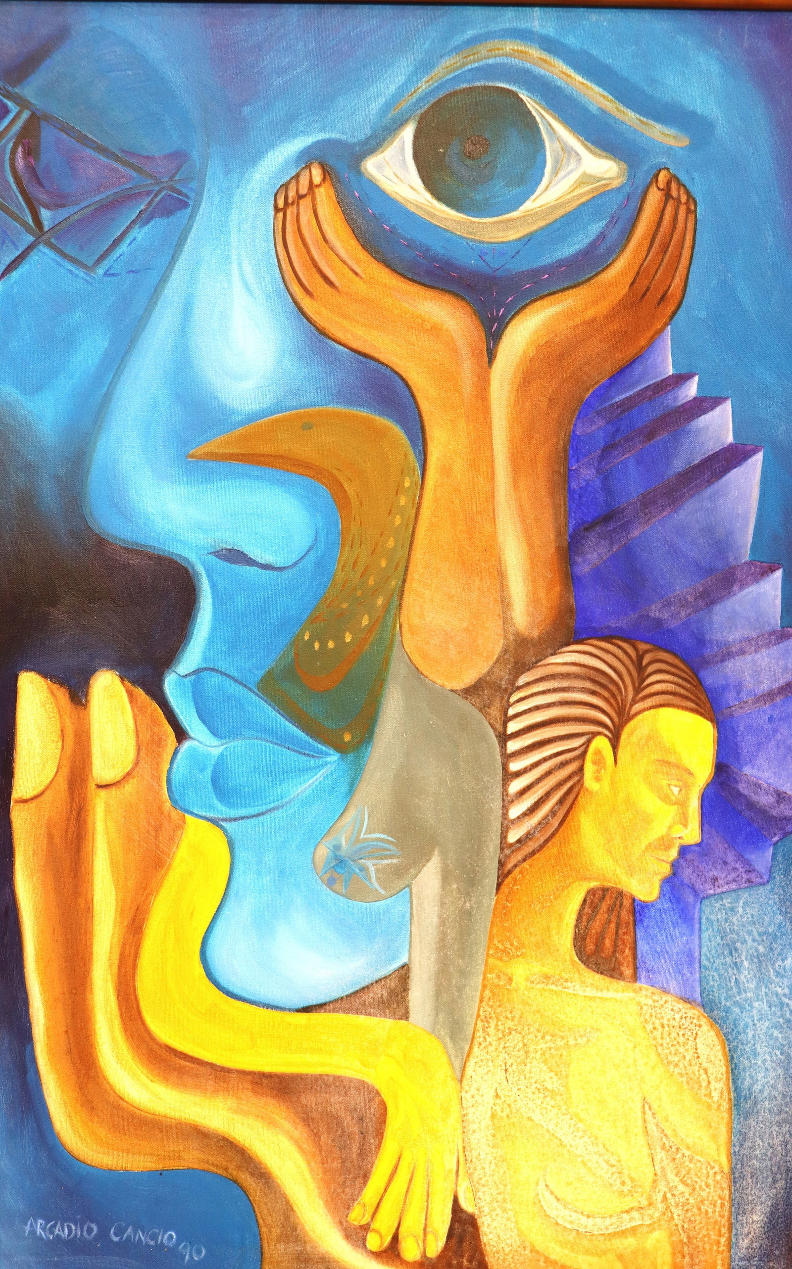 Framed Oil on Canvas signed Arcadio Cancio dated 90 - 3