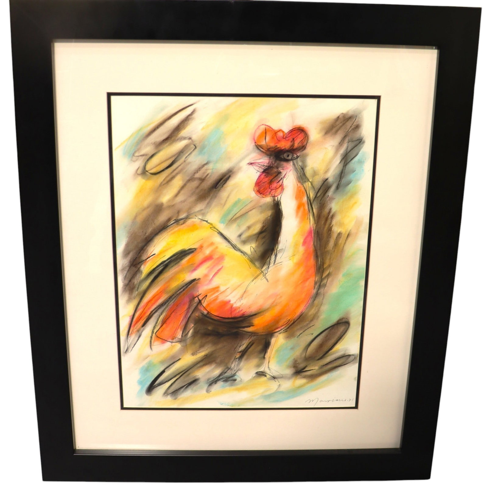 Framed Mixed Media on Paper signed Mariano RODRIGUEZ dated 71: Framed Mixed Media on Paper signed Mariano RODRIGUEZ dated 71 Mariano RODRIGUEZ (Cuban 1912-1990) We do not have a COA for this piece and is therefore being sold in the manner of Mariano