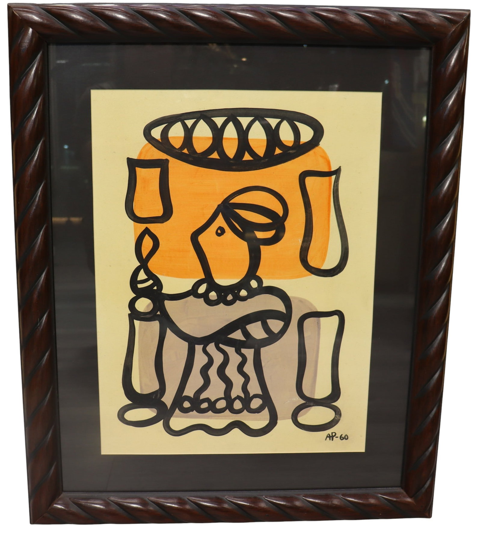 Framed watercolor on Paper signed Amelia Pelaez dated 60 (1 of 8)