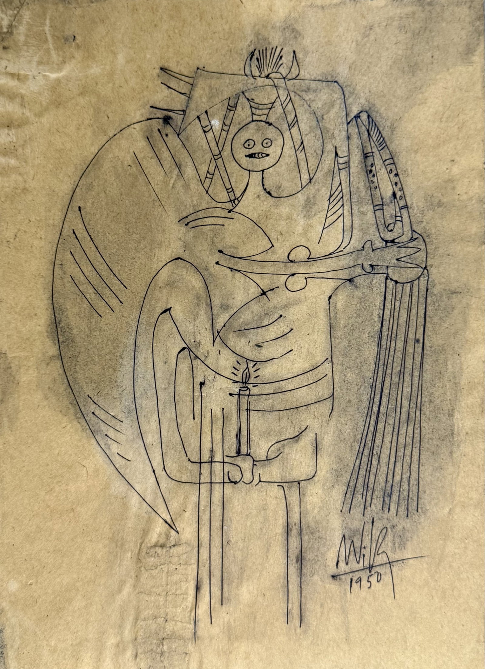 Ink on Paper signed lam and dated 1950 - 5