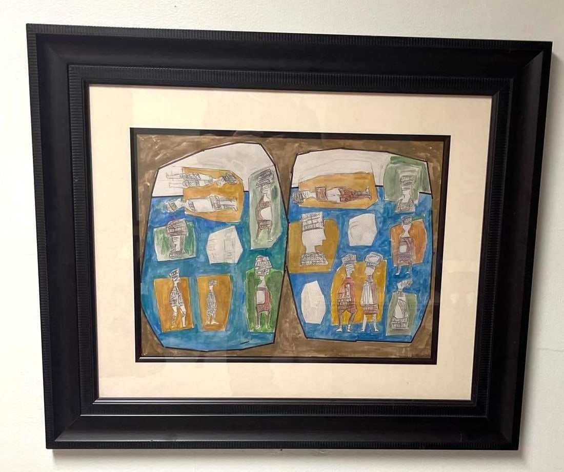 Framed Watercolor on paper signed Cundo Bermudez with COA (1 of 7)