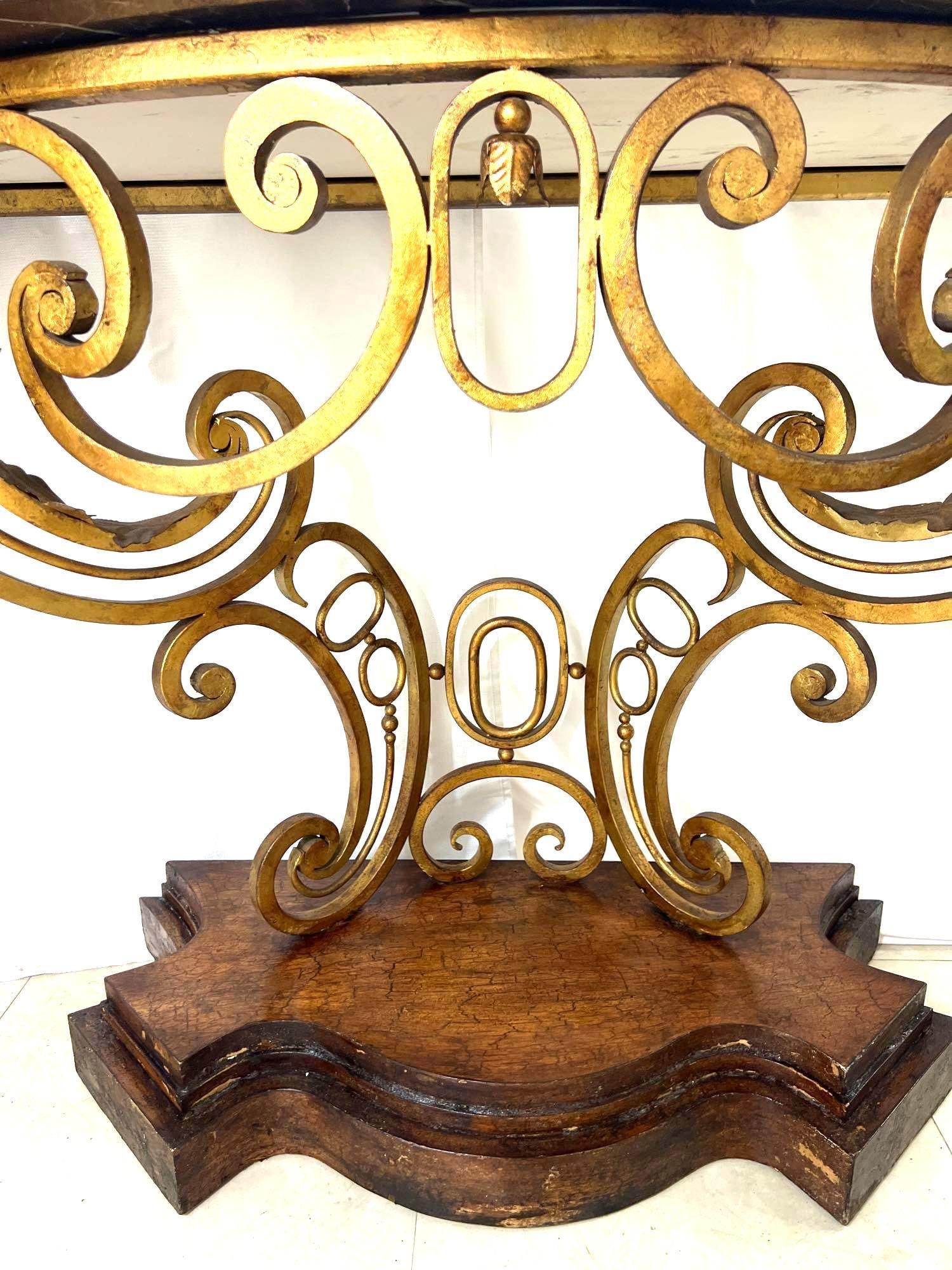 Large Wrought Iron with Marble Top Console Table - 10