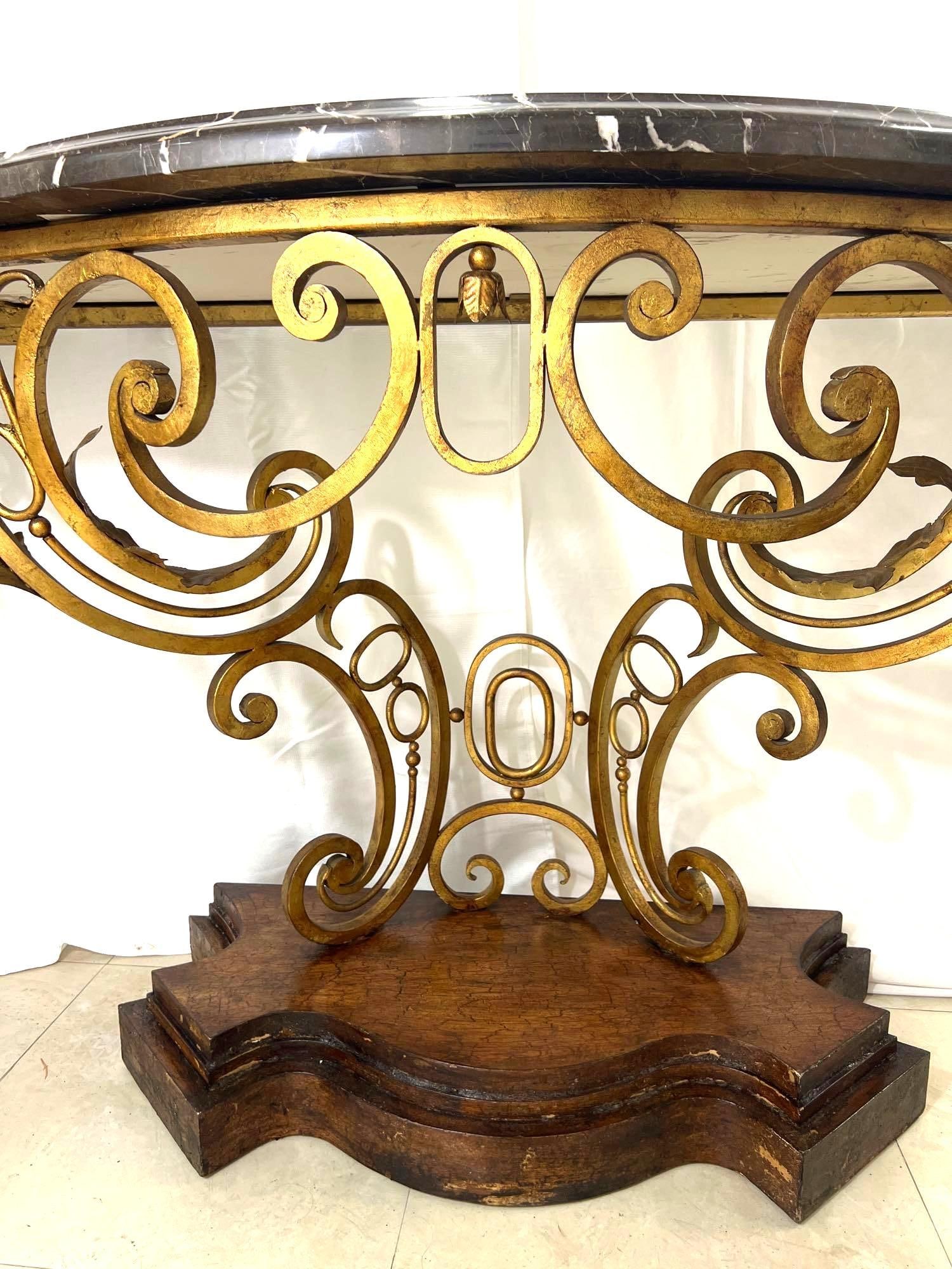 Large Wrought Iron with Marble Top Console Table - 7