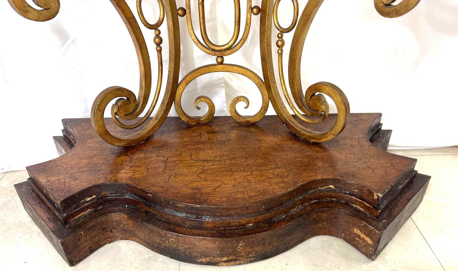 Large Wrought Iron with Marble Top Console Table - 9