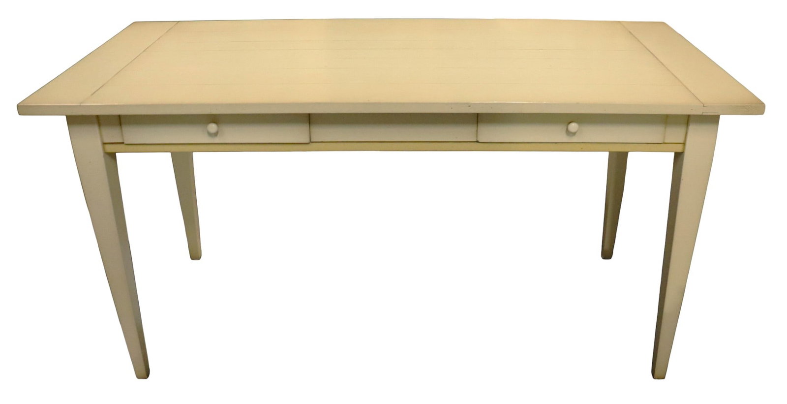 A cream-colored, Writing Desk with two-drawer in a contemporary design.: A cream-colored, Writing Desk with two-drawer in a contemporary design. DIMENSIONS: Height: 30.75 inch / 78 cm 
