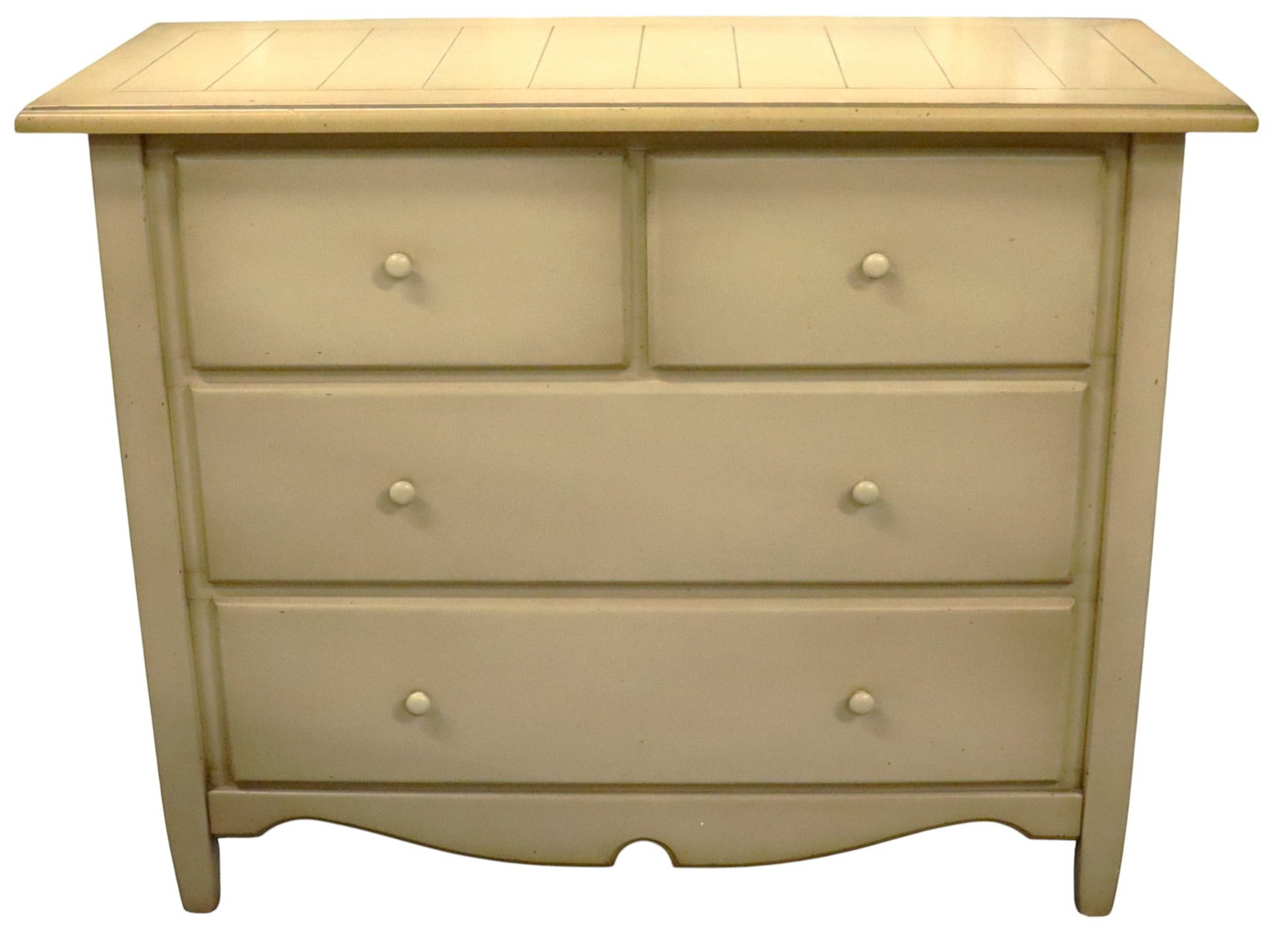 Vintage Wooden Dresser which features a light beige finish and a traditional design with four: Vintage Wooden Dresser which features a light beige finish and a traditional design with four drawers. DIMENSIONS: Height: 34.50 inch / 87,5 cm 