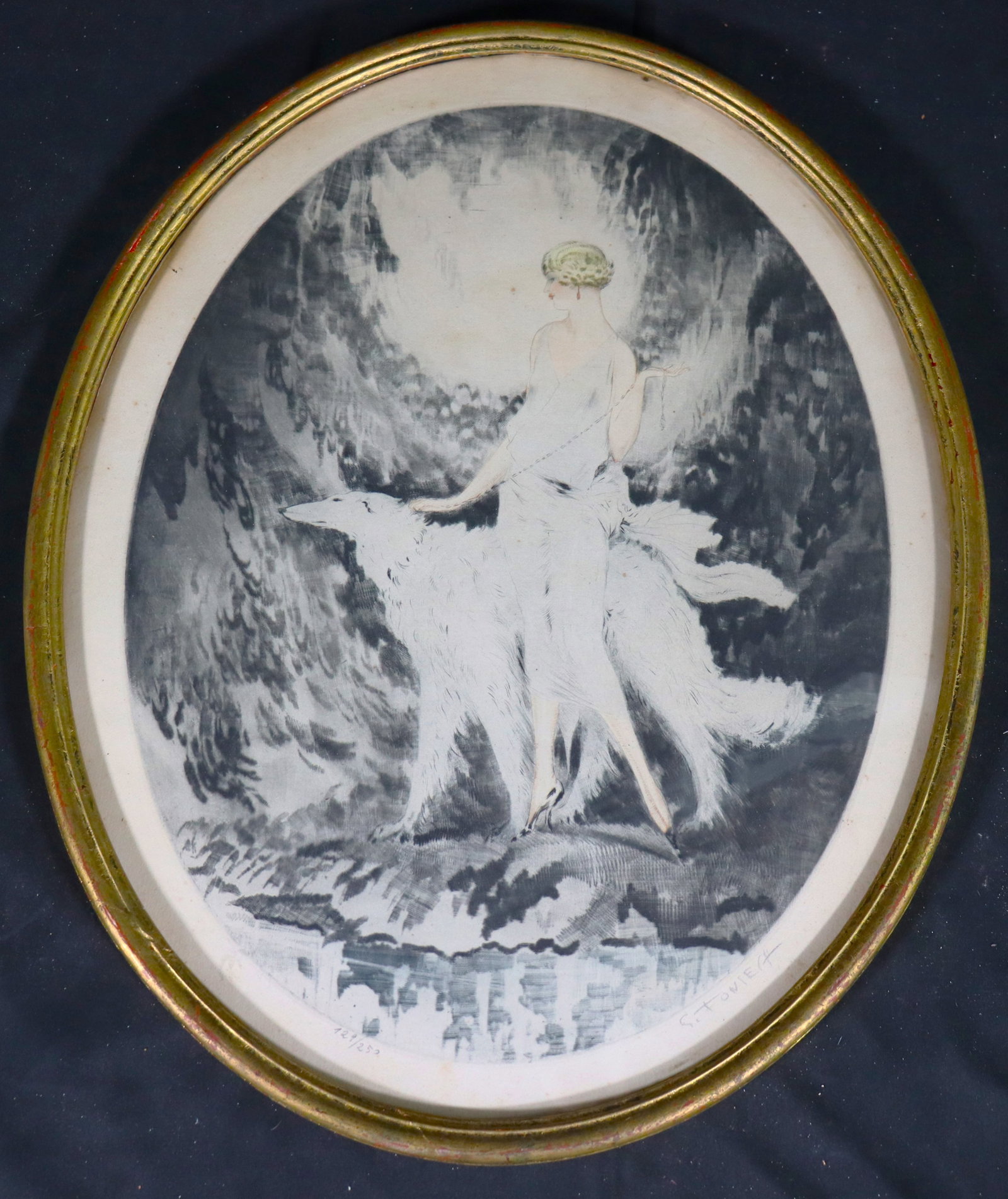 Framed lithograph on paper signed S. Foniech lower left and numbered 129/250: Framed lithograph on paper signed S. Foniech lower left and numbered 129 / 250 DIMENSIONS with frame: Height 20.20 inch / 51,3 cm 