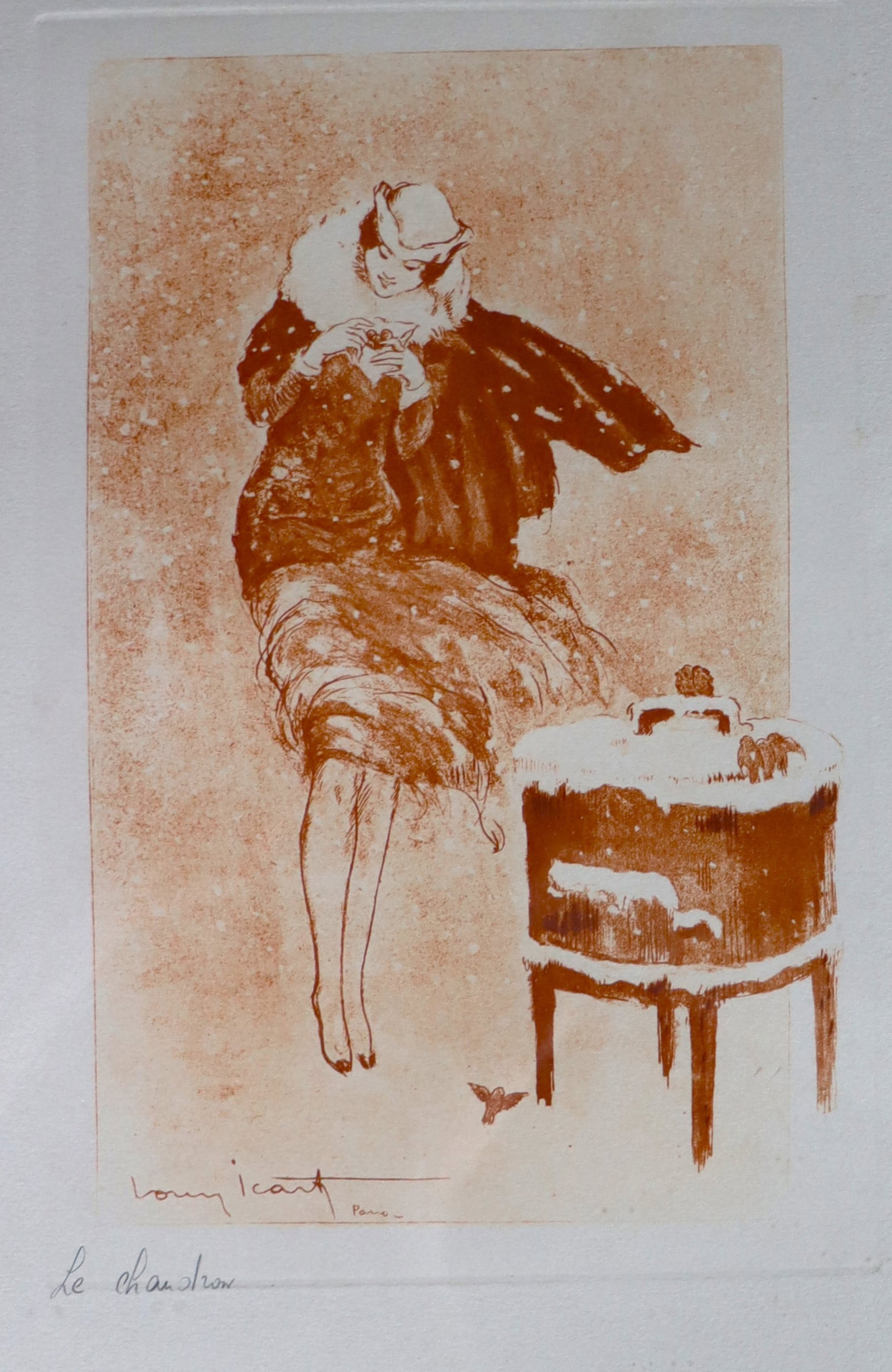 Framed lithograph. Signed LOUIS ICARD (French, 1888-1950) Titled LE CHAUDRON. (1 of 5)