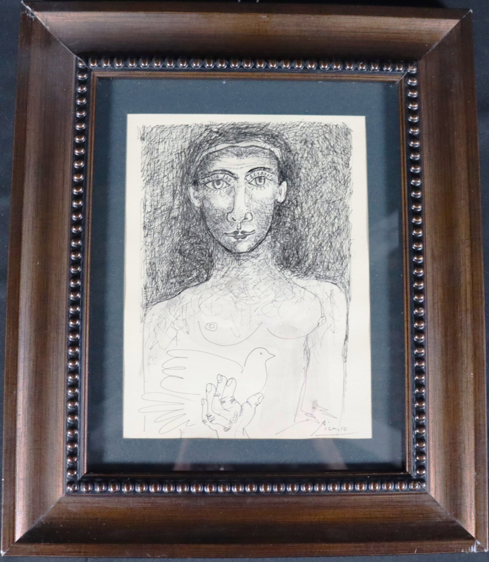 Framed Ink on paper signed Picasso lower right - 5