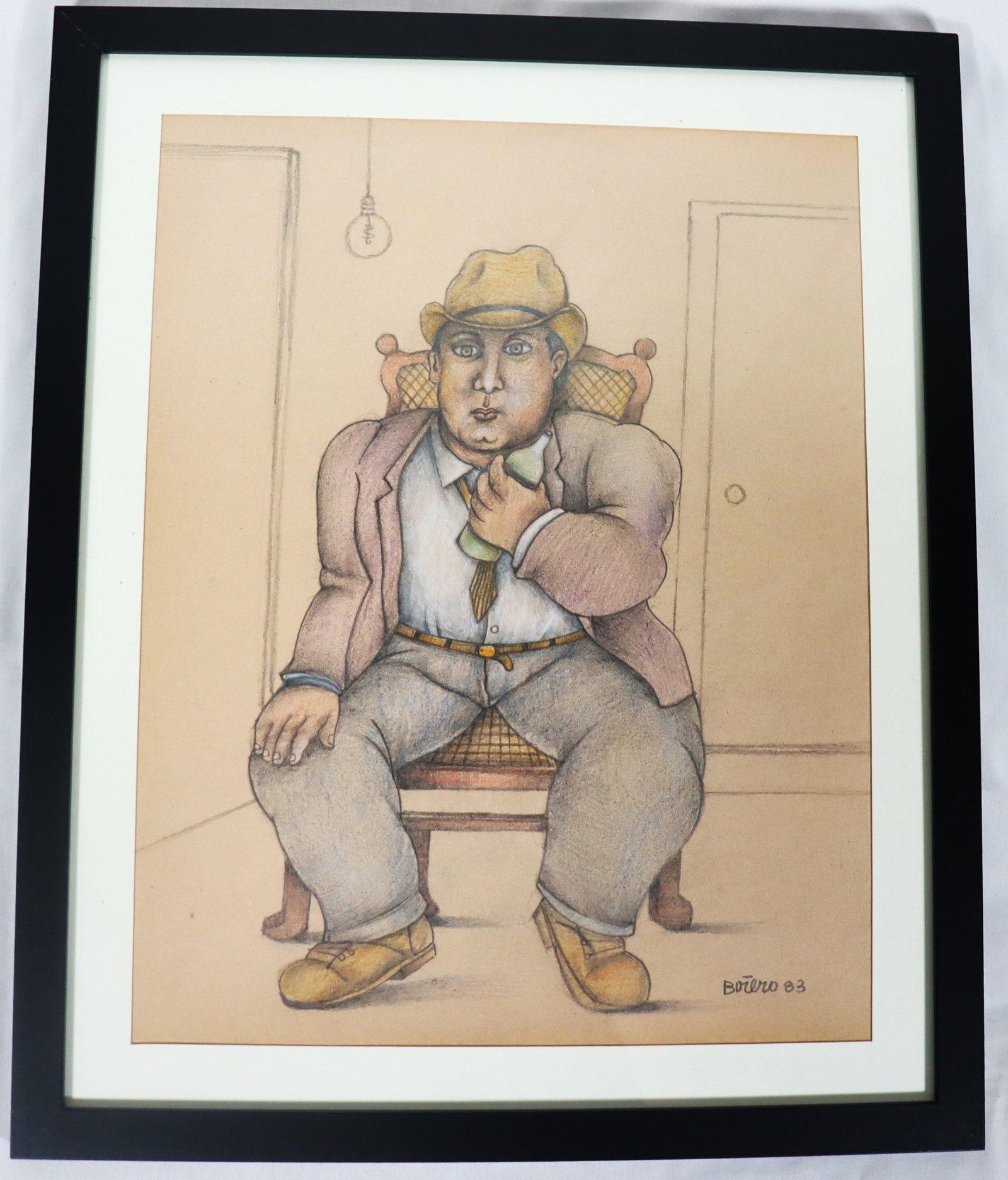 Framed Pastel and pencil on paper signed BOTERO and dated 1983: Framed Pastel and pencil on paper after Fernando BOTERO and dated 1983 We do not have a COA for this piece and is therefore being sold in the manner of Fernando BOTERO DIMENSIONS with f