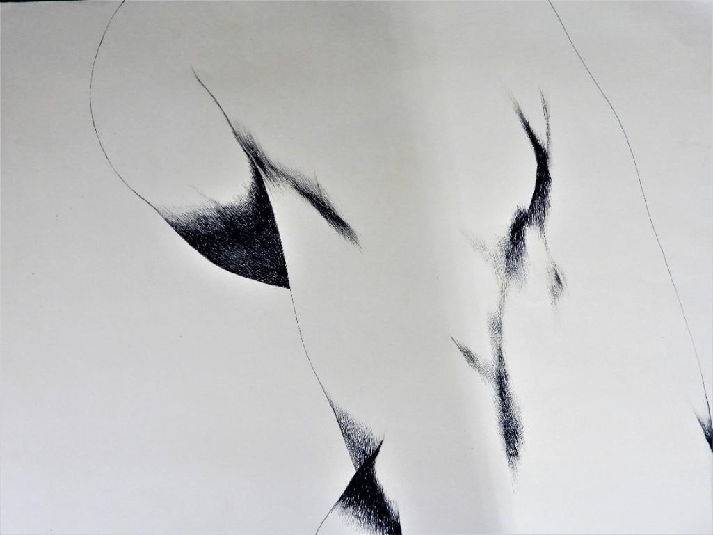 Unframed Drawing on paper signed Servando CABRERA MORENO and dated 79: Unframed Drawing on paper signed Servando CABRERA MORENO and dated 79 Titled "Un Homme Esta solo " Servando CABRERA MORENO (1923-1981) Cuban Artist "Un Homme esta solo 1979&