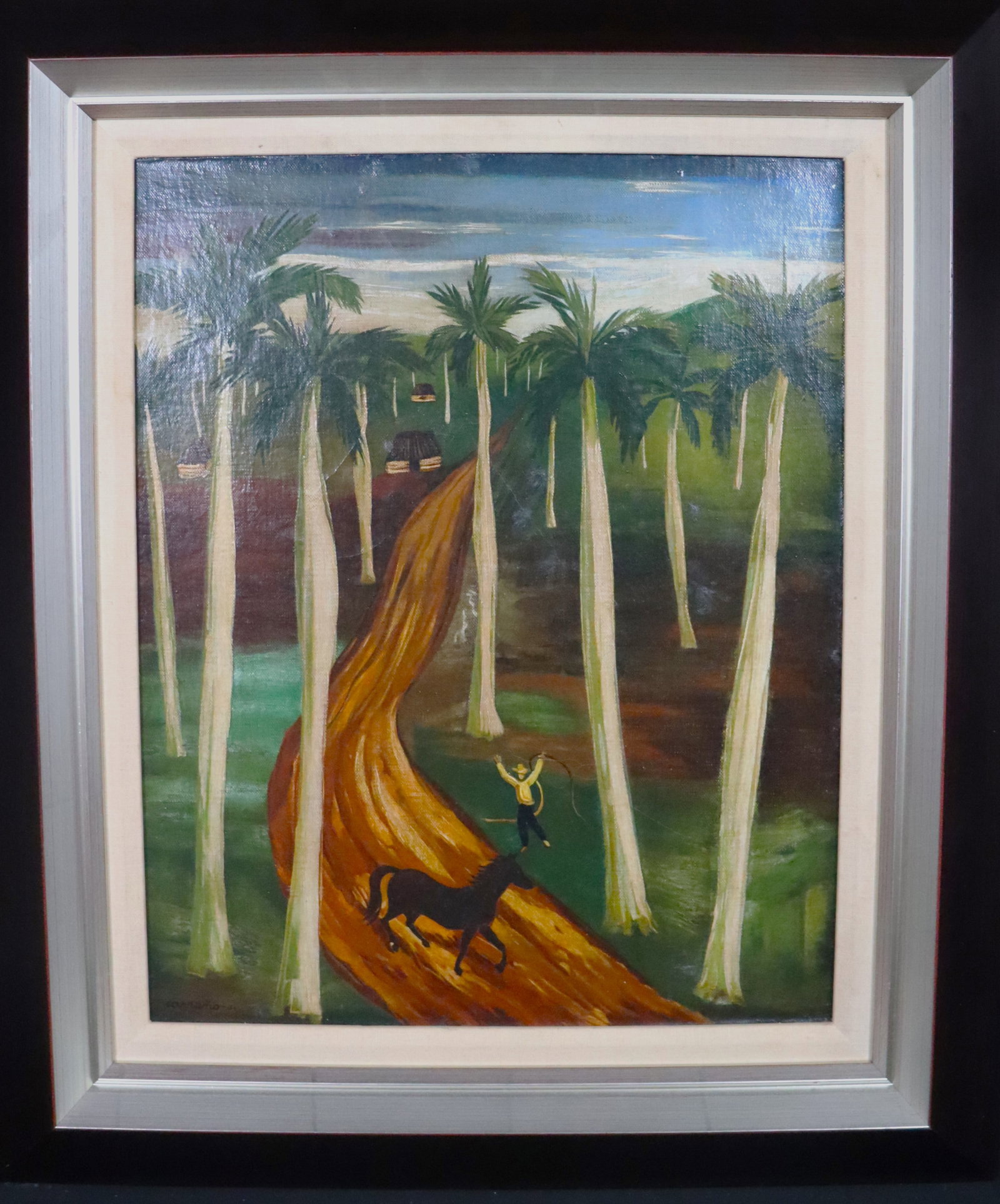 Framed Oil on Canvas signed CARRENO dated 1941 with COA: Framed Oil on Canvas signed CARRENO dated 1941 with COA Titled PAISAJE Mario Carreno, Cuban (1913 - 1999) DIMENSIONS with frame: Height 27.40 inch / 69,6 cm &nb