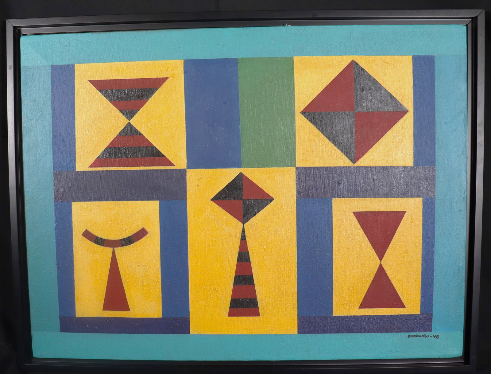 Framed Oil on Canvas signed CARRENO lower right and dated 48: Framed Oil on Canvas signed CARRENO lower right and dated 48 with COA . DIMENSIONS with frame: Height 19.70 inch / 50 cm &n