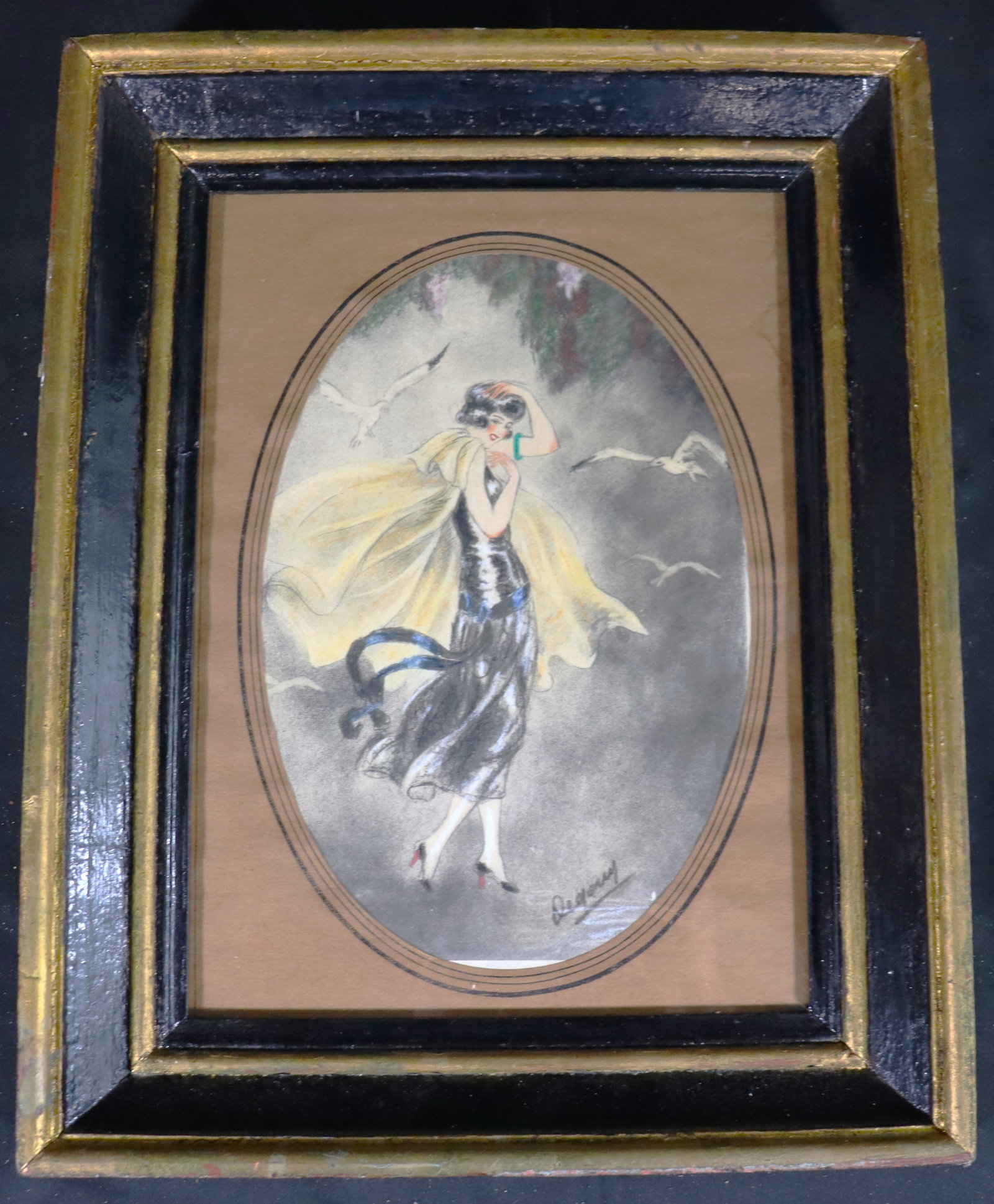 Framed Nelly Degouy (1910-1974) French Art Deco Lithographs Signed by Artist: Framed Nelly Degouy (1910-1974) French Art Deco Lithographs Signed by Artist DIMENSIONS with frame: Height 16.50 inch / 42 cm 