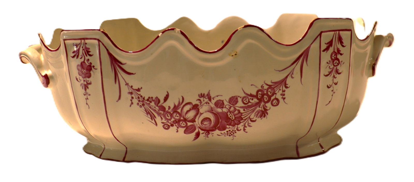 Glass cooler Earthenware with monochrome decoration: French Glass cooler Earthenware with monochrome decoration (Rafraichissoir a verres) With chips DIMENSIONS: Height: 4.30 inch / 11 cm 