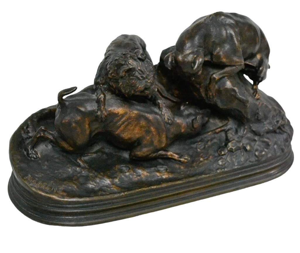 French Bronze Hunting Group "Chasse au Lapin" by P.J. Mene (1 of 13)