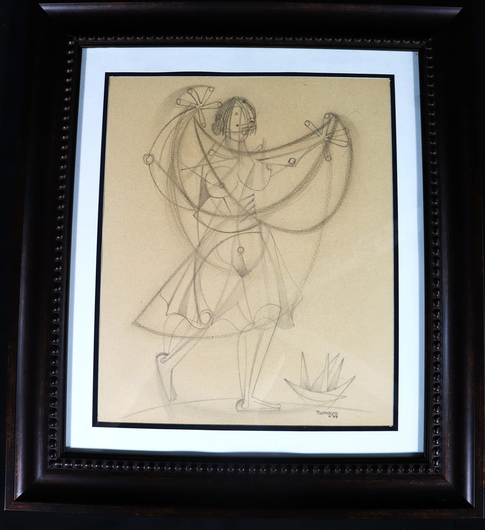 Framed Drawing on paper signed Tamayo and dated 59 - 3